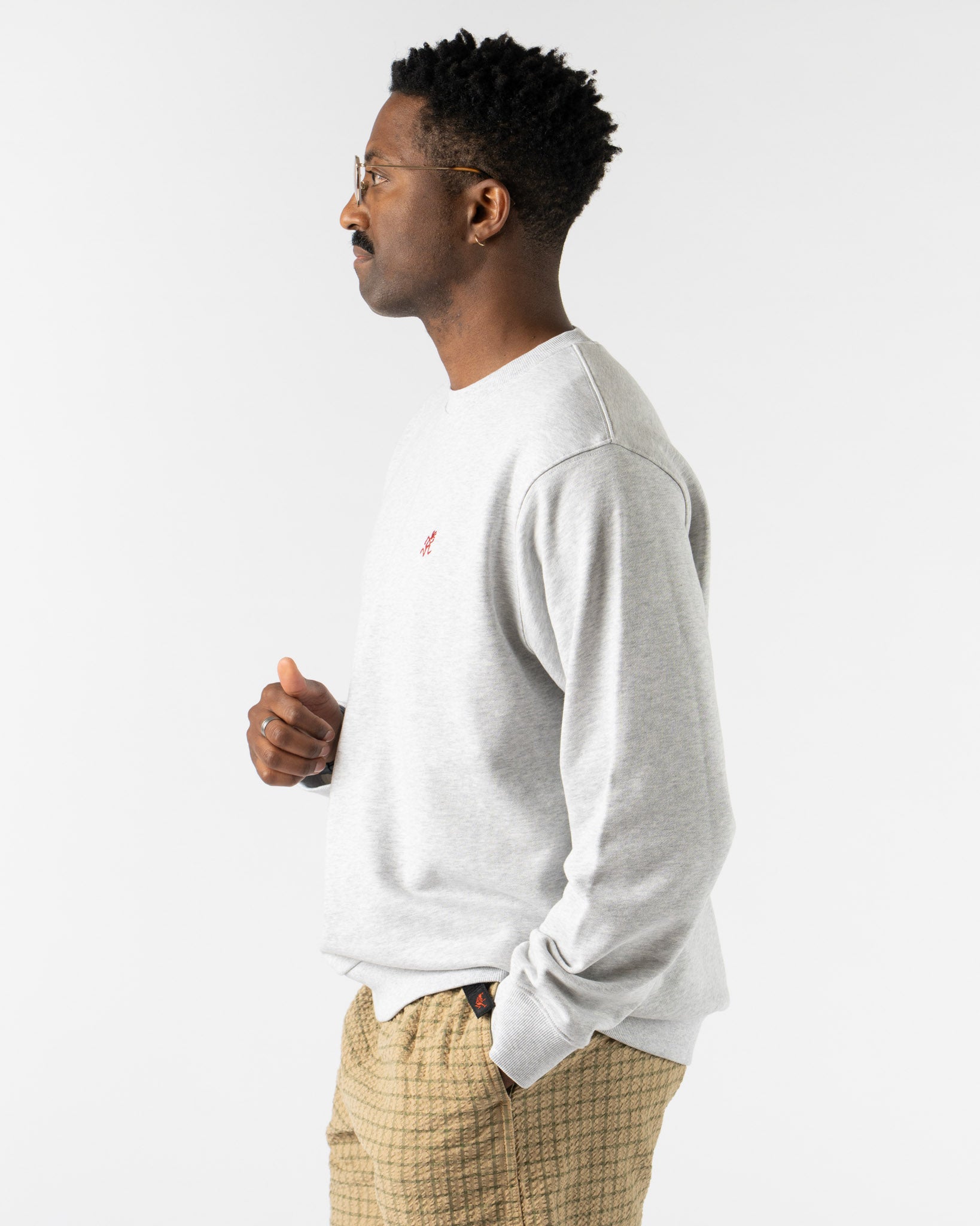 Gramicci One Point Crew Sweater in Ash Heather