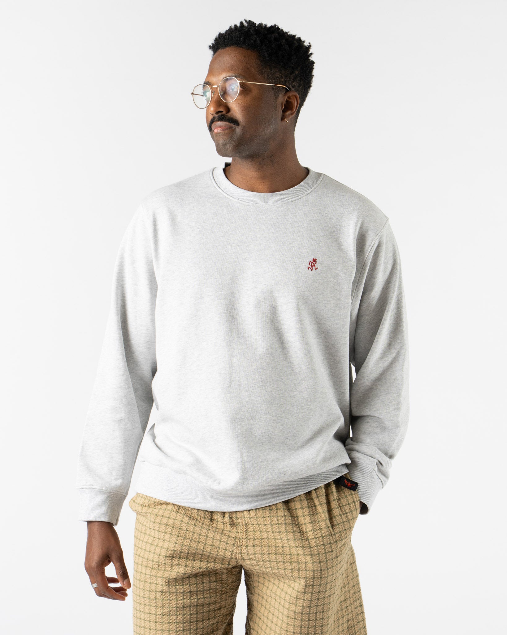 Gramicci One Point Crew Sweater in Ash Heather