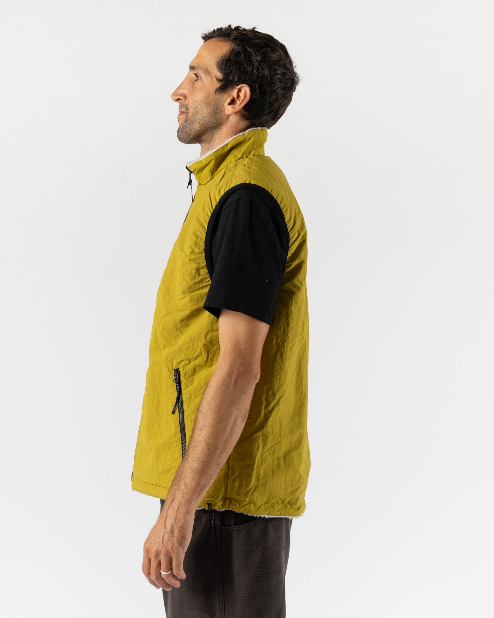 Gramicci Reversible Sherpa Vest in Natural/Chartreuse