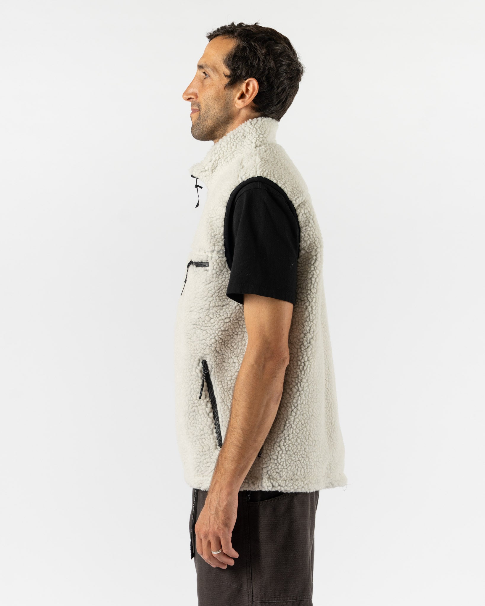 Gramicci Reversible Sherpa Vest in Natural/Chartreuse