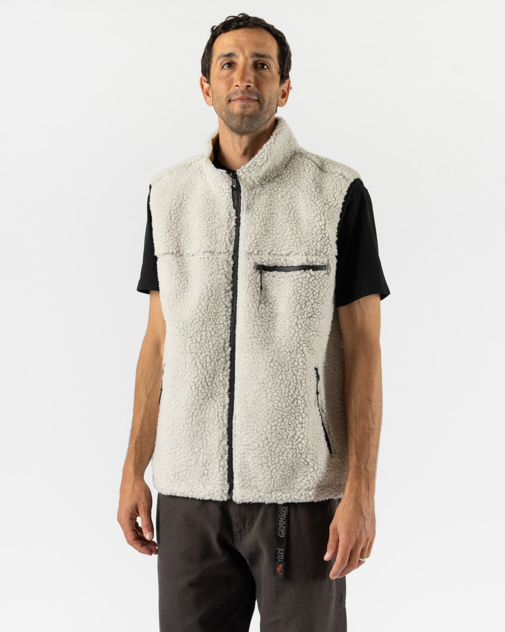 Gramicci Reversible Sherpa Vest in Natural/Chartreuse Curated at