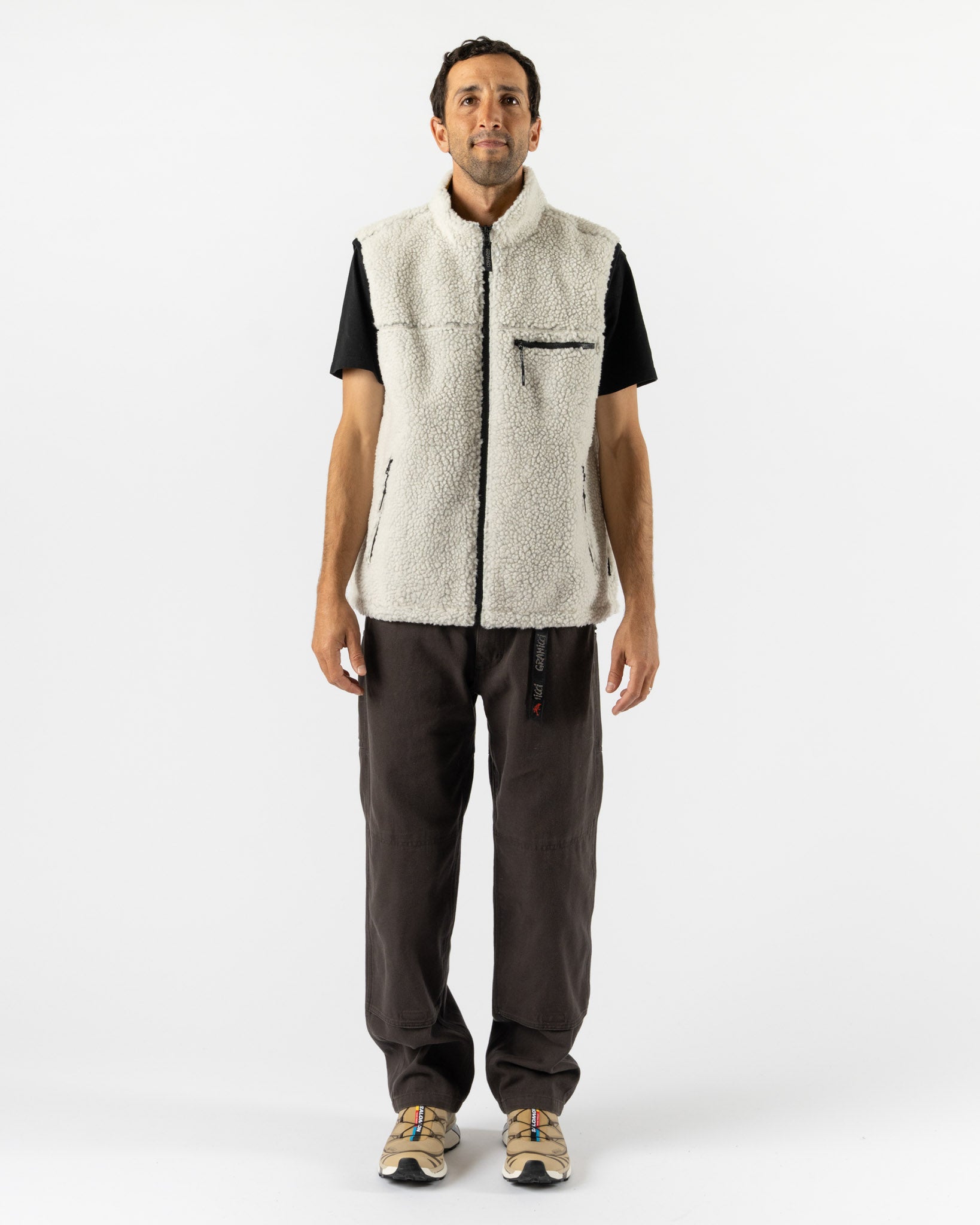 Gramicci Reversible Sherpa Vest in Natural/Chartreuse
