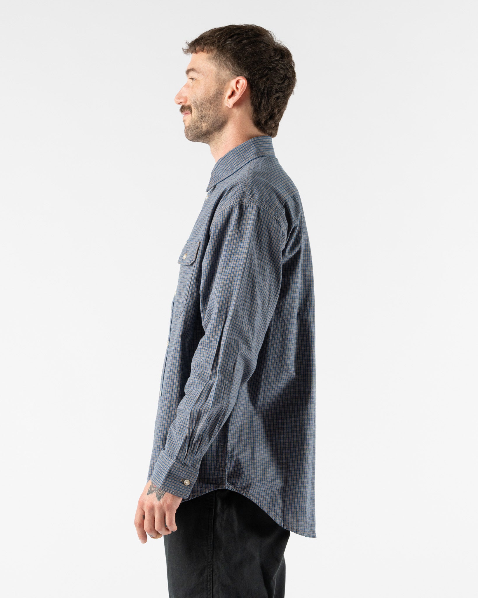 Gramicci Checkered Stance Shirt in Sierra Check Navy