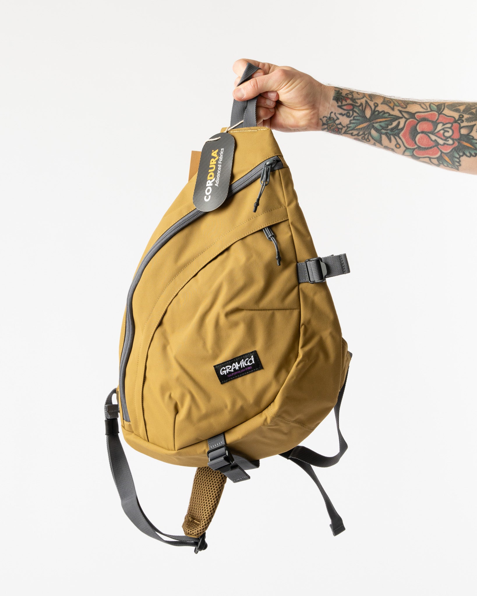 Gramicci Cordura Sling Bag in Tan Curated at Jake and Jones