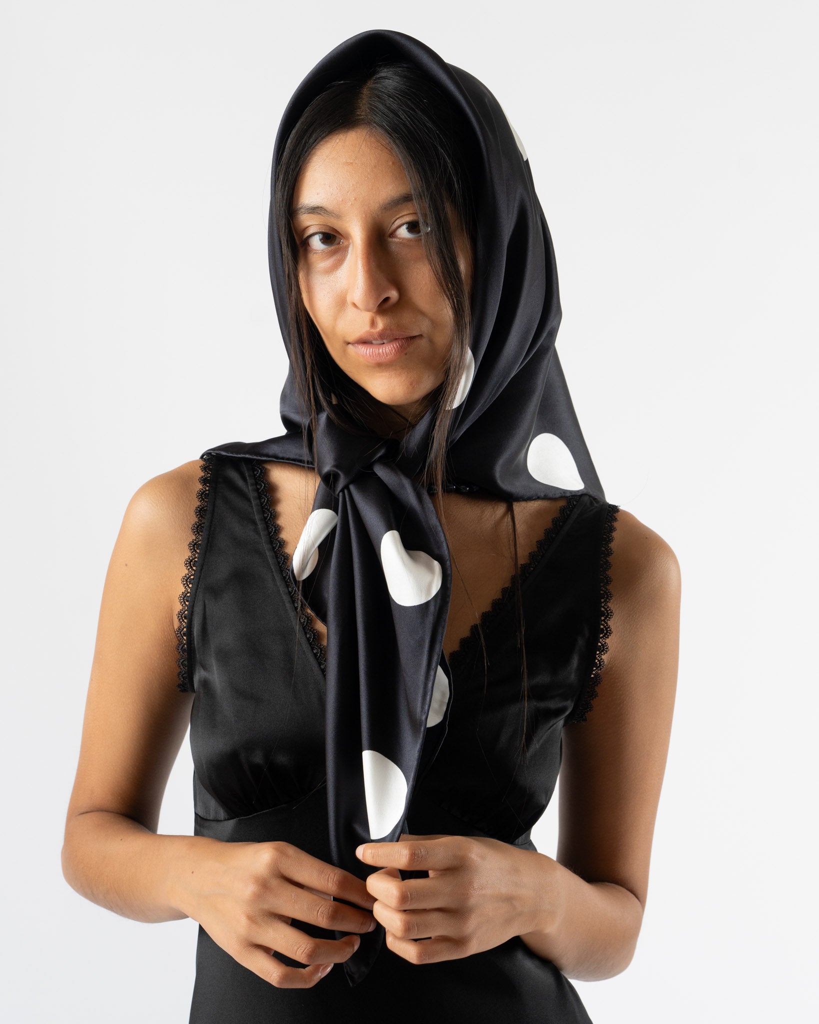 Hai Polka Scarf in Black/Ivory