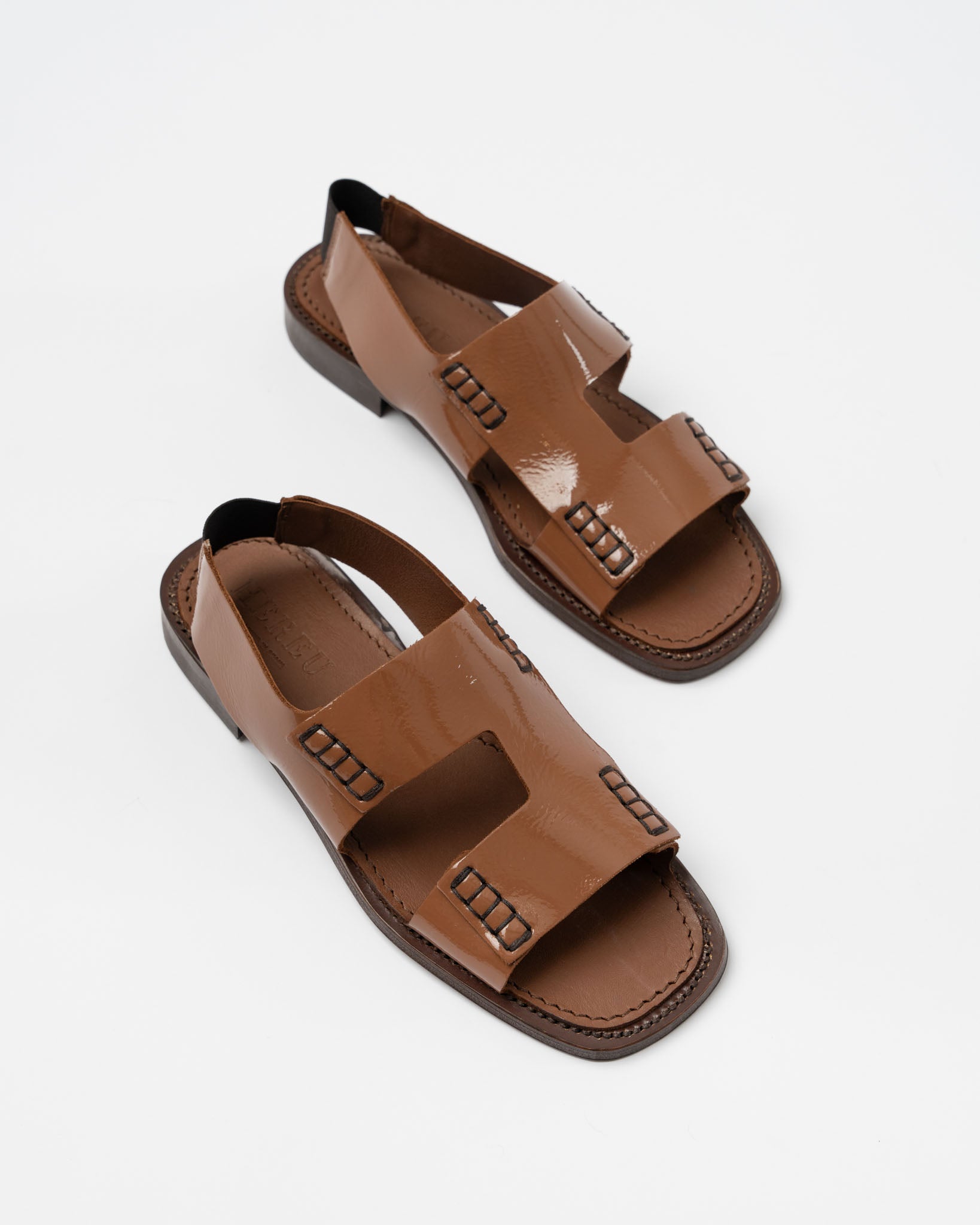 Hereu Llaut 2 Crinkled Glossy Slingback Loafer Sandal in Brown