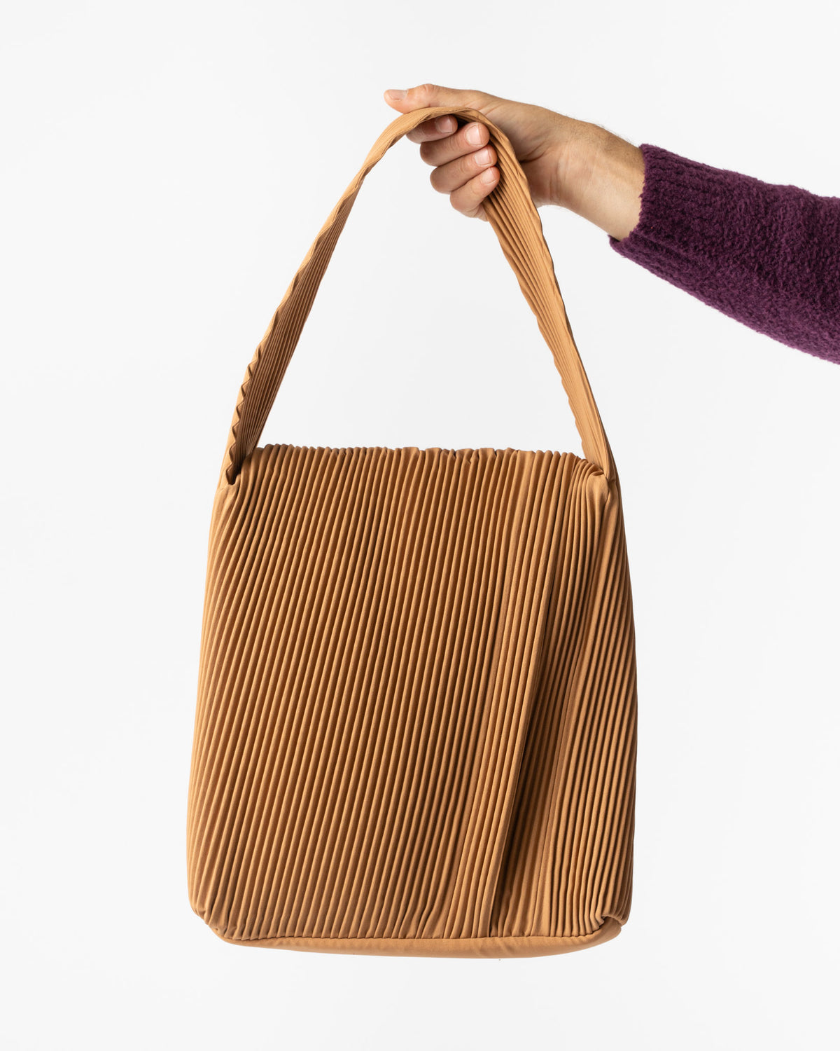 Homme Plissé Issey Miyake Rounded Square Bag in Paesina Brown 