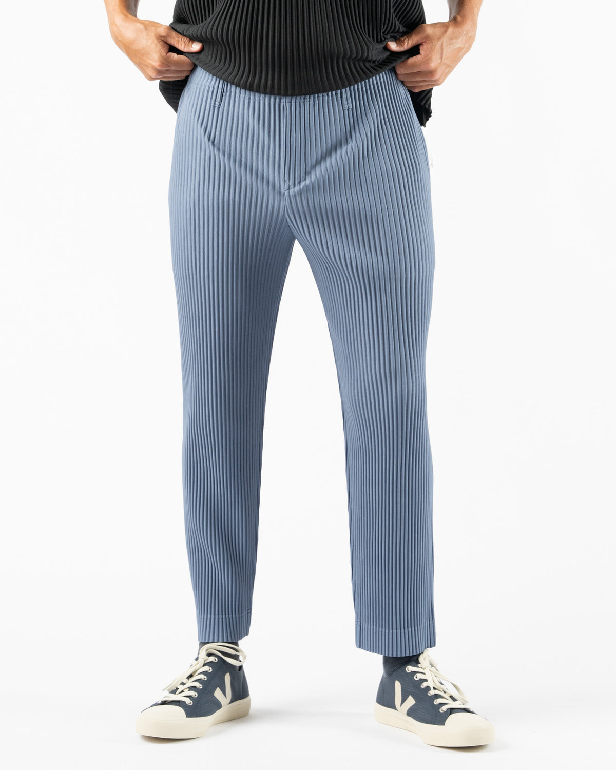 Homme Plisse Tailored Pleats 1 in Blue Gray Curated at Jake and Jones