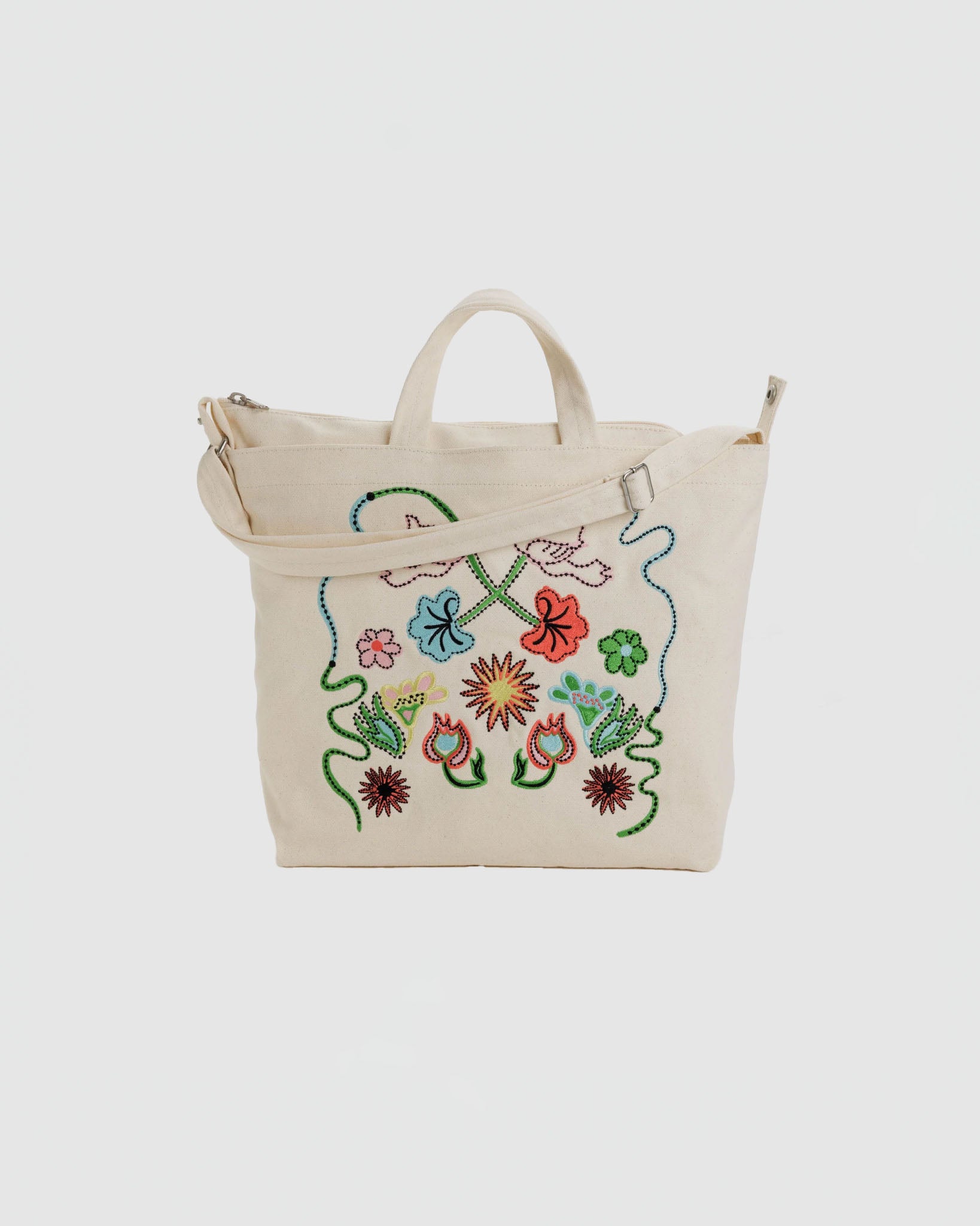 Baggu Horizontal Zip Duck Bag in Embroidered Birds