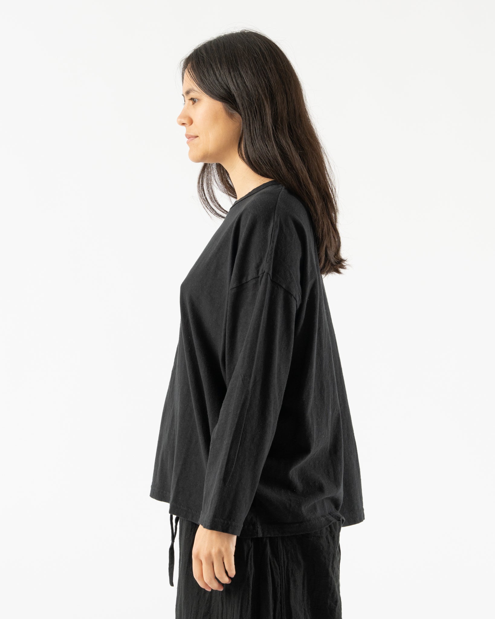 Ichi Antiquités Knit Cotton Pullover Sweater in Black