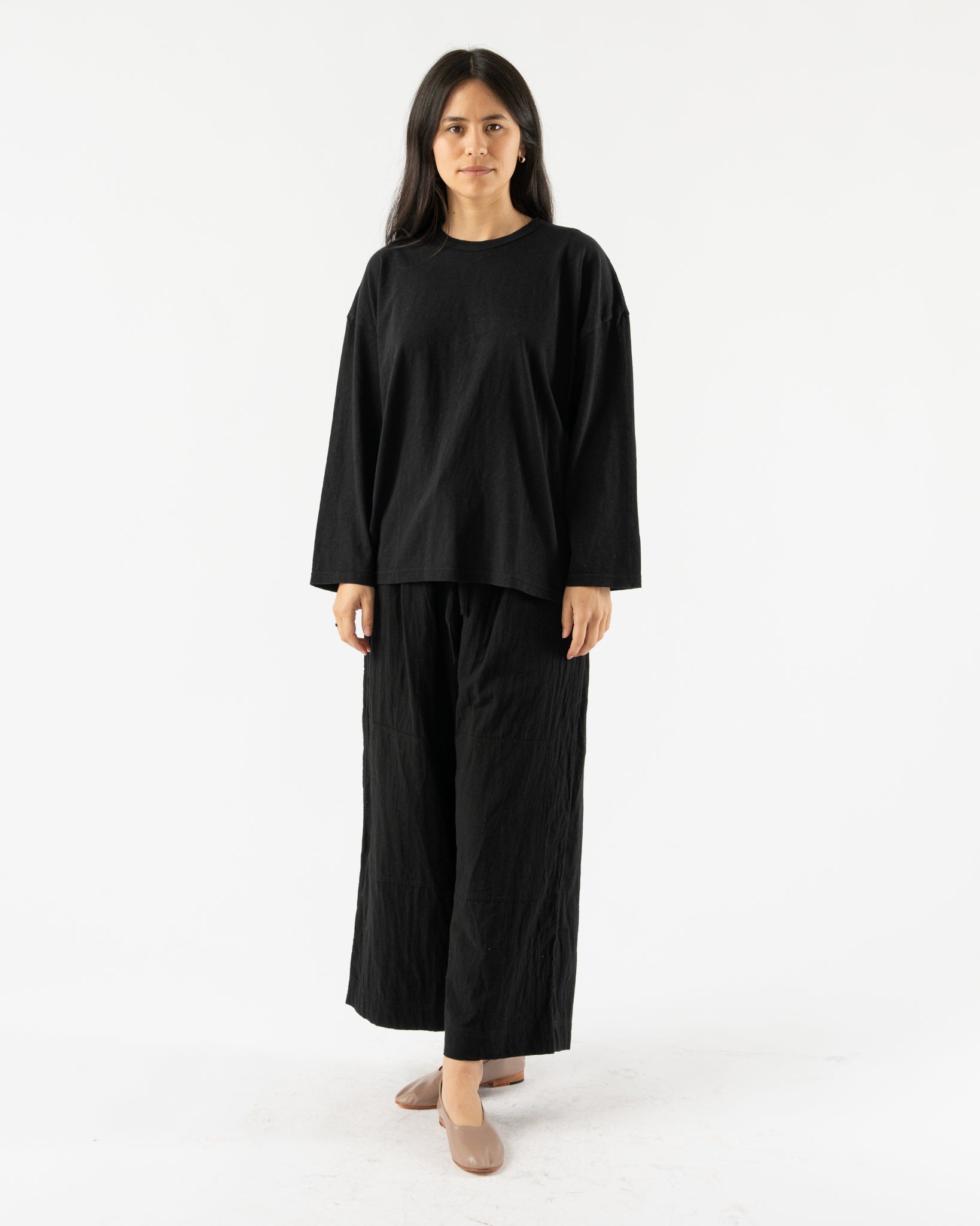 Ichi Antiquités Knit Cotton Pullover Sweater in Black