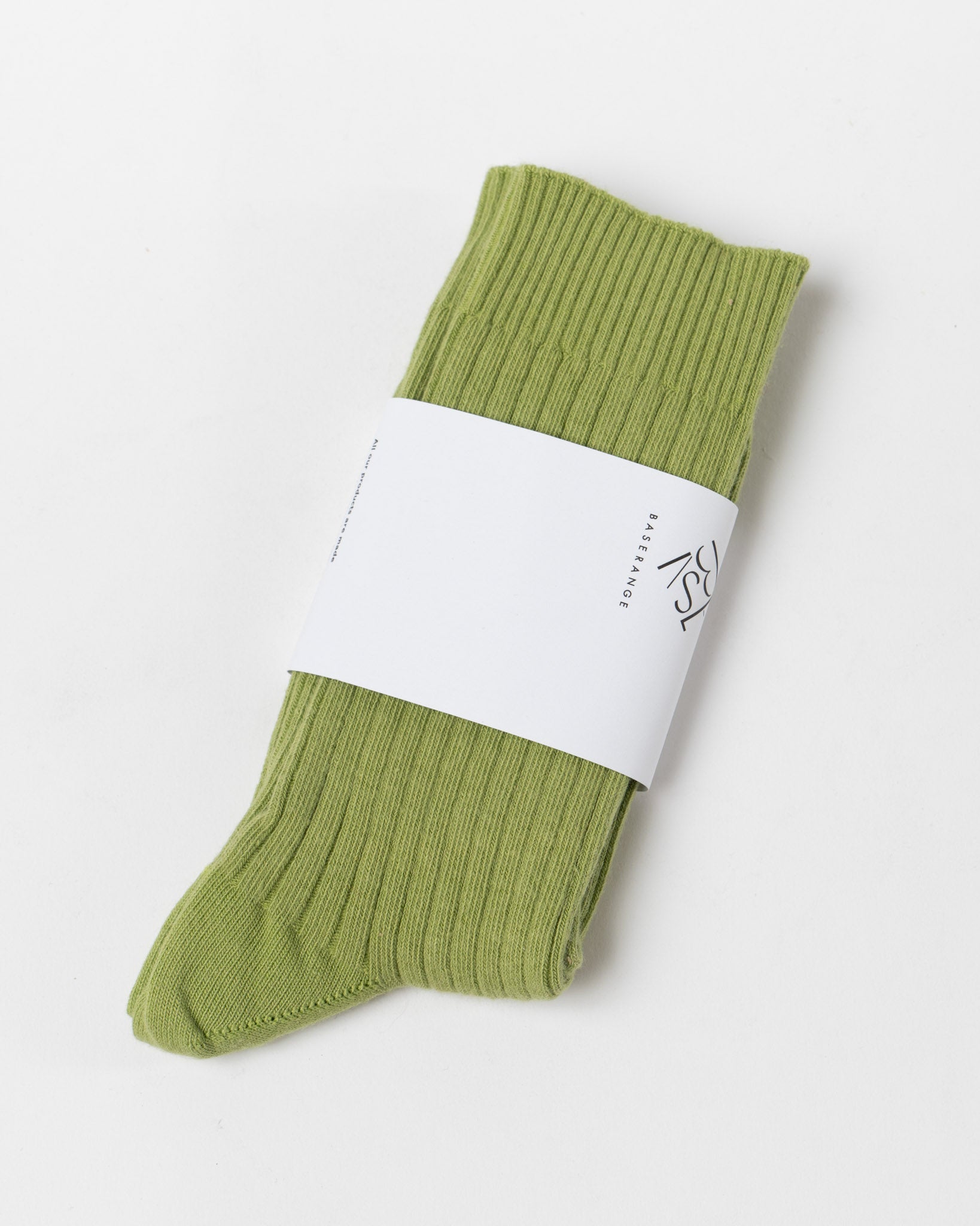 Baserange Rib Overankle Socks in Stroma Green