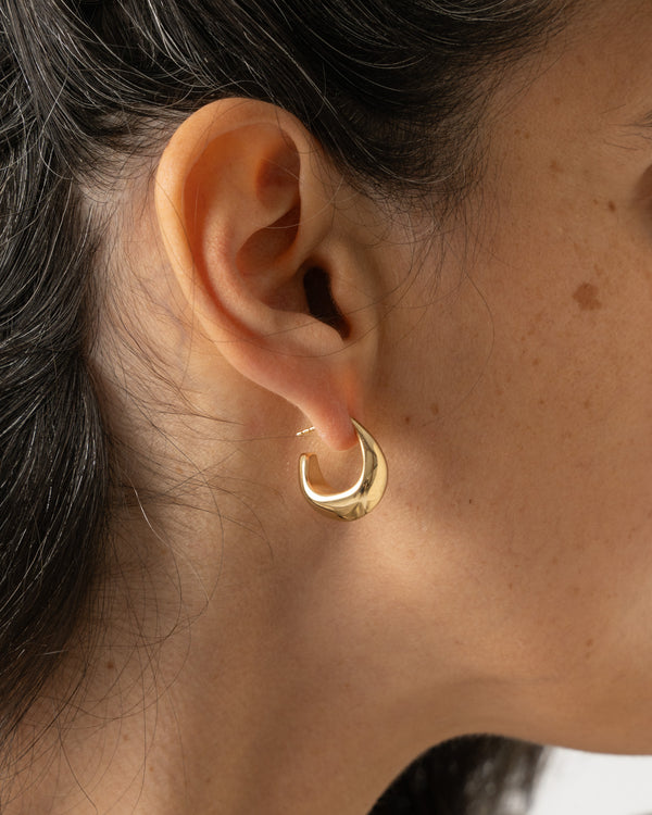 Lemaire Curved Mini Drop Hoops in Gold