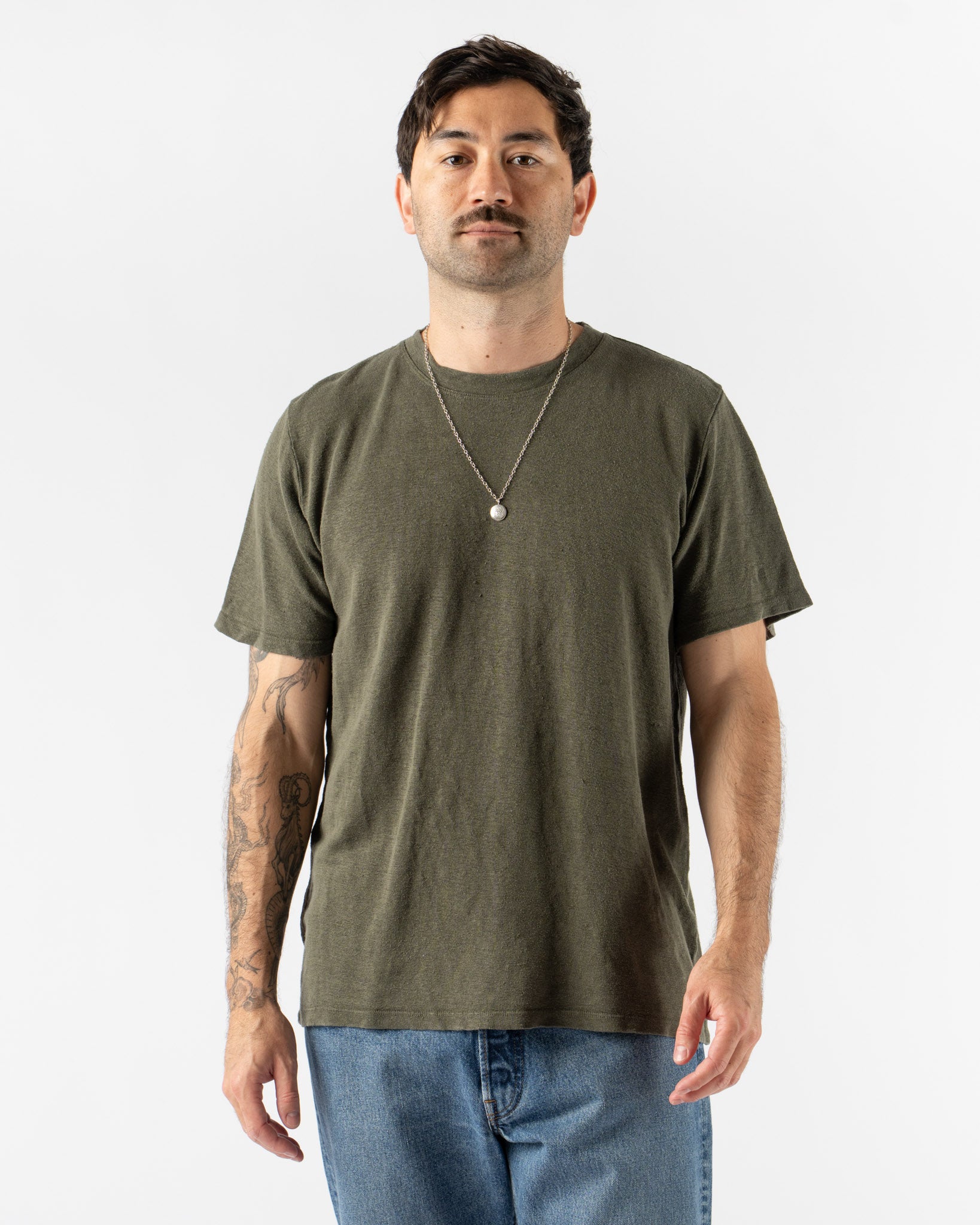 Jungmaven Mana 10 Tee in Olive Green