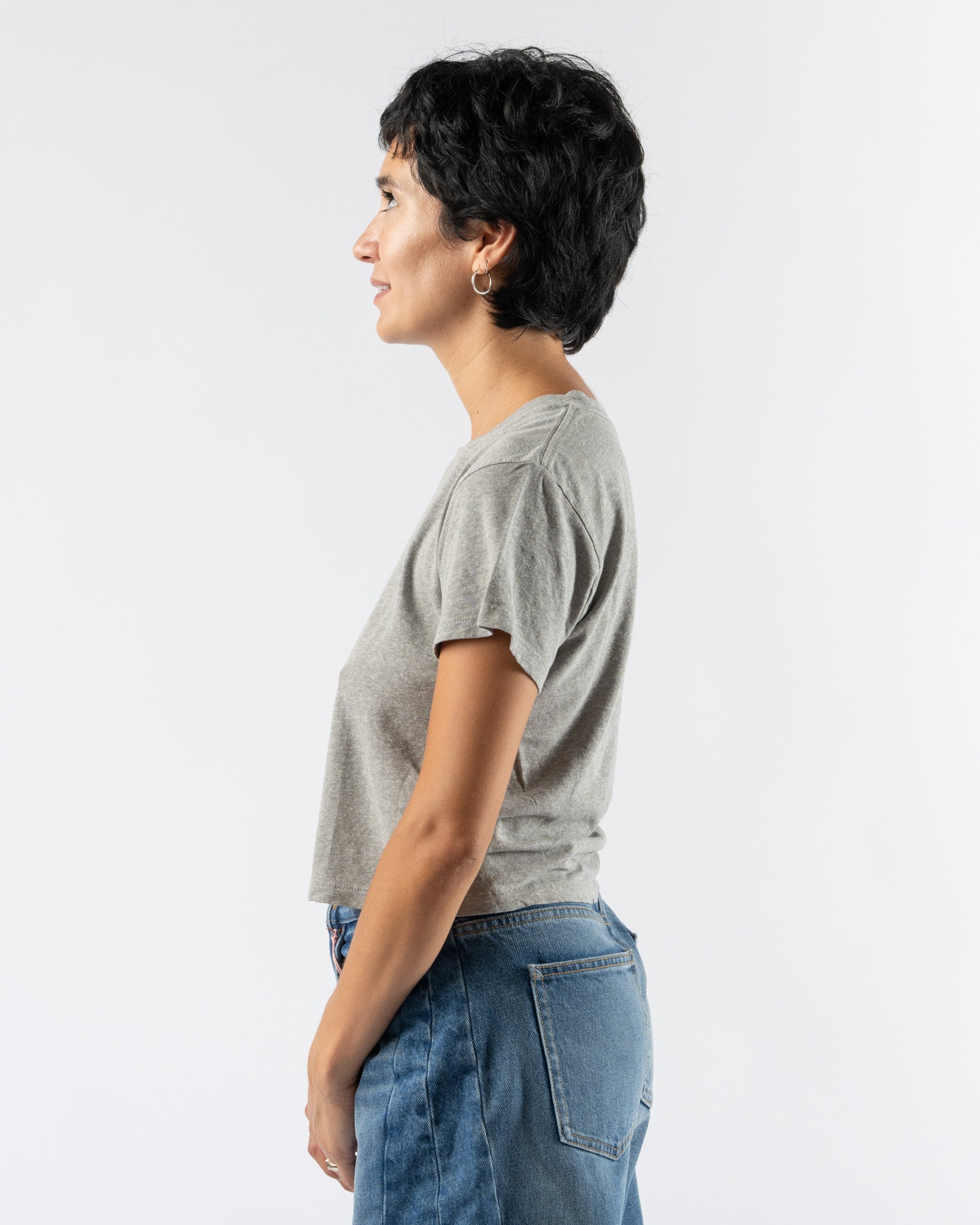 Jungmaven Cropped Lorel Tee in Athletic Gray
