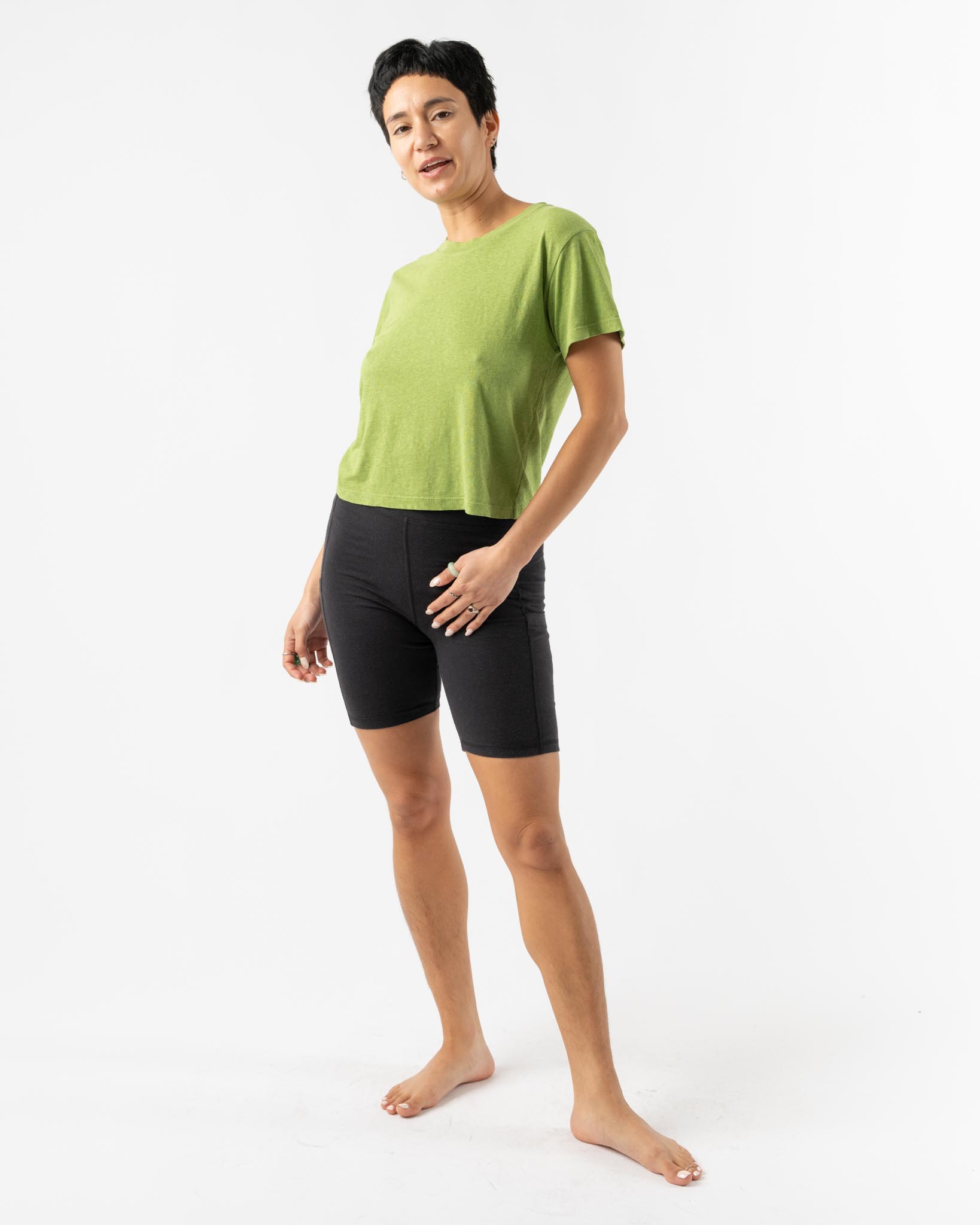Jungmaven Cropped Lorel Tee in Dark Matcha