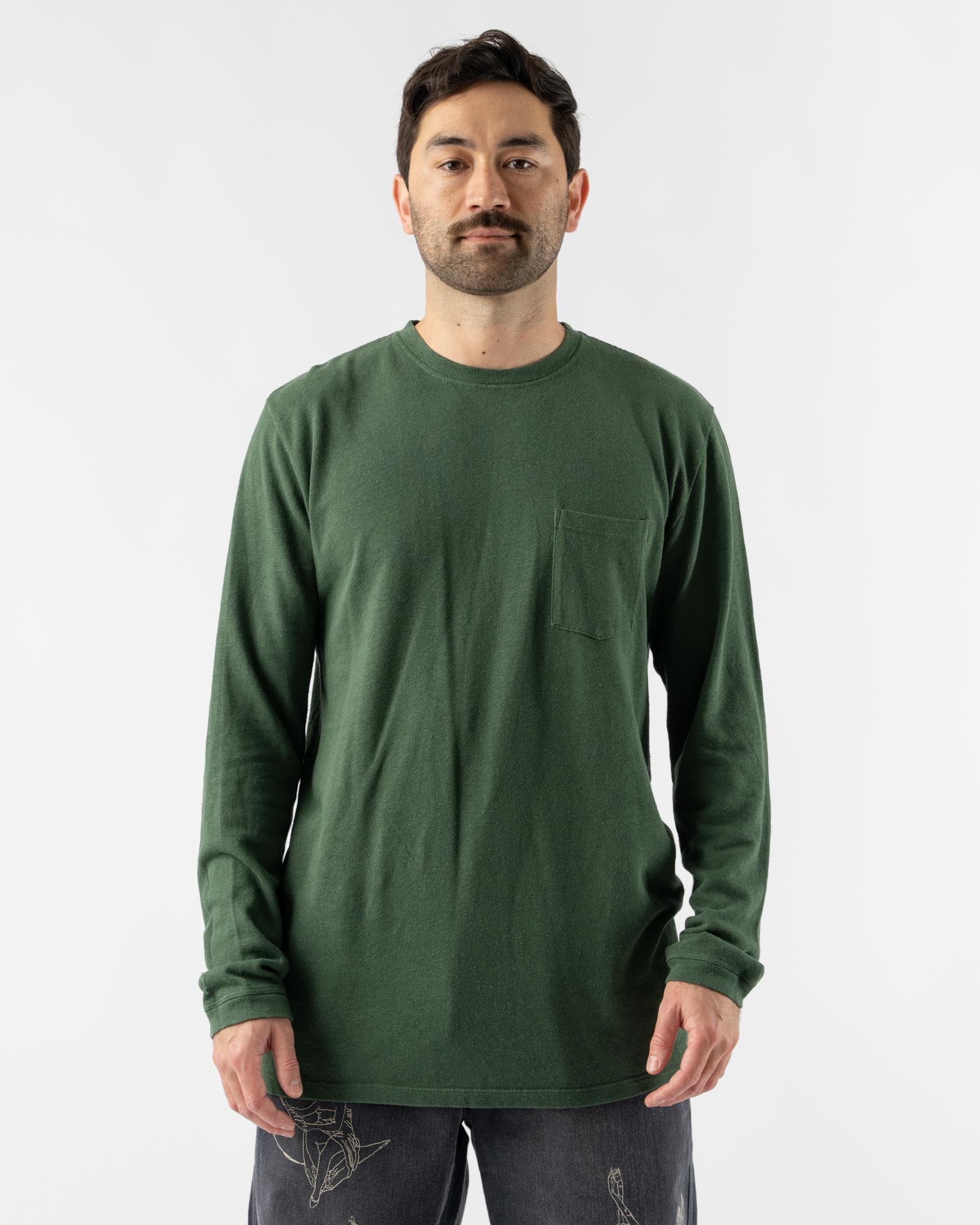 Jungmaven Baja Long Sleeve Pocket Tee in Hunter Green