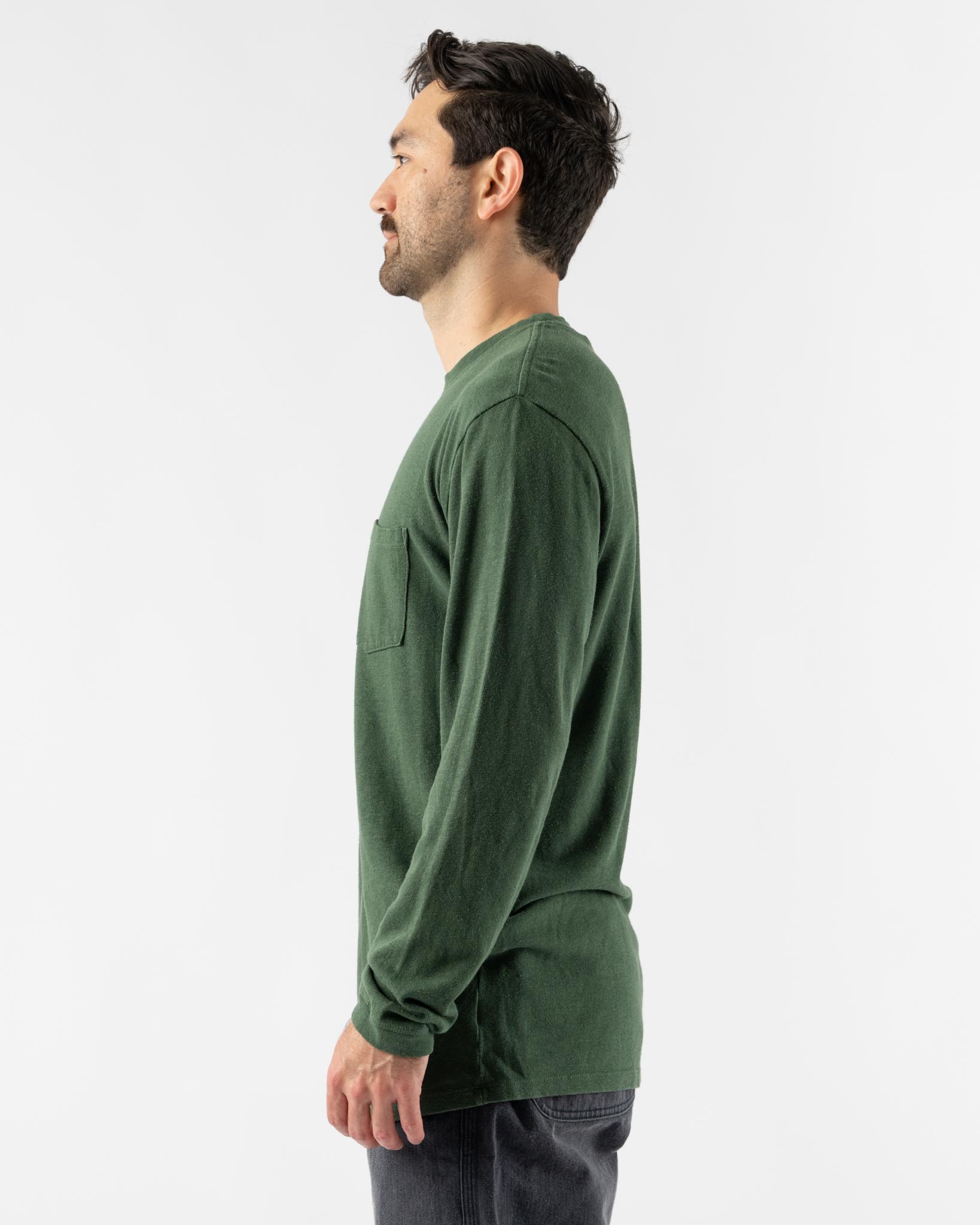 Jungmaven Baja Long Sleeve Pocket Tee in Hunter Green