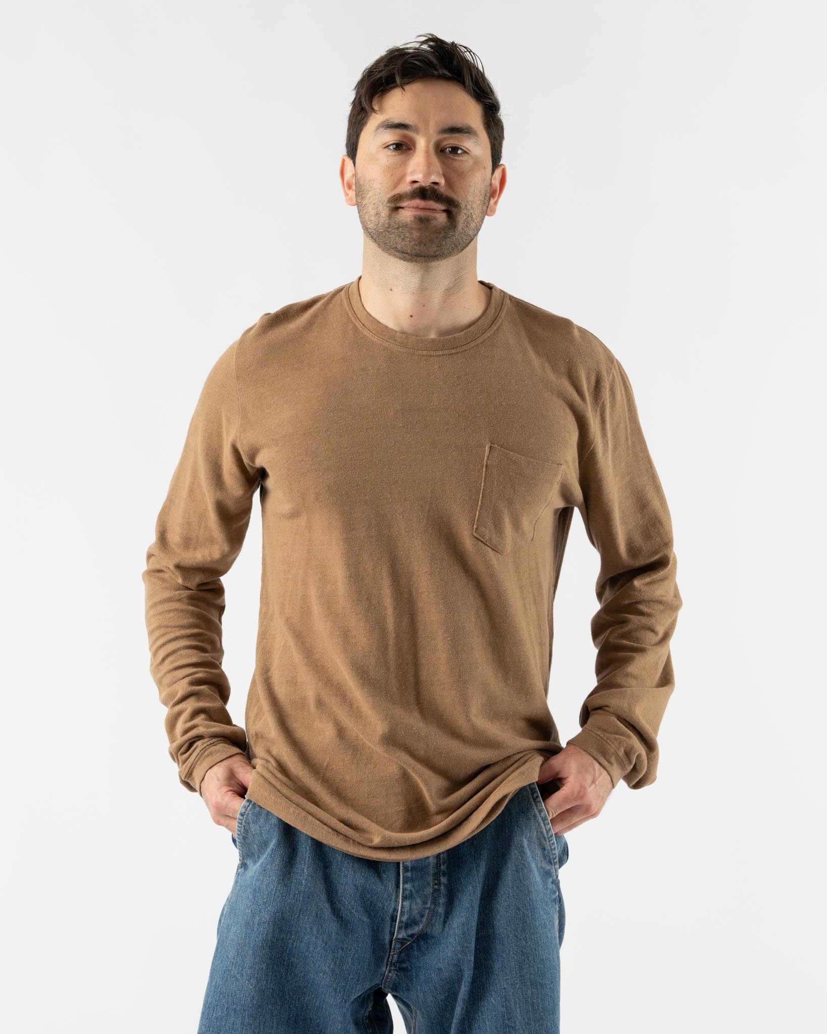Jungmaven Baja Long Sleeve Pocket Tee in Coyote
