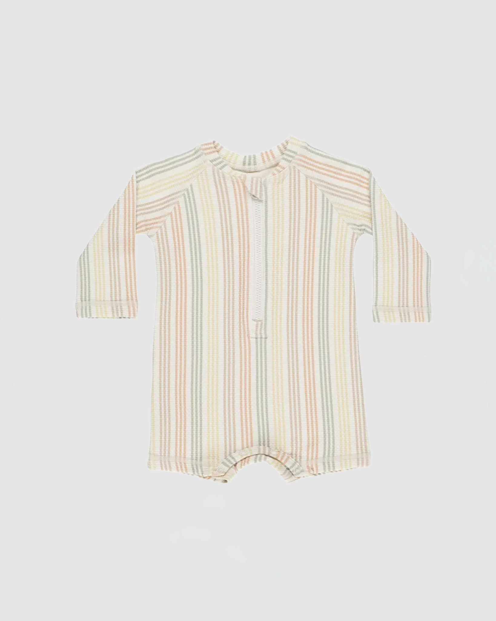 Quincy Mae Long Sleeve One-Piece Rashguard in Multi Stripe