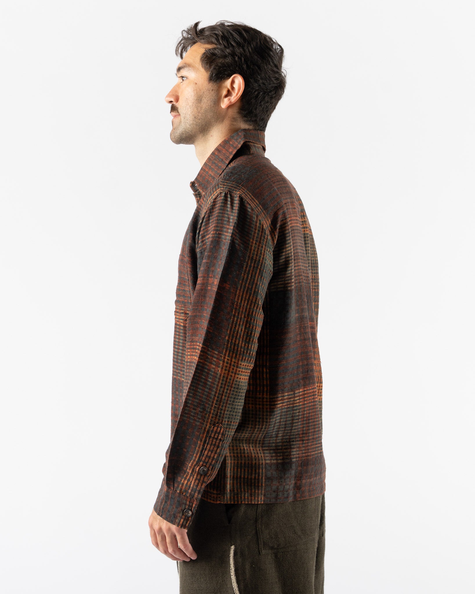 Kartik Research Box Shirt in Orange/Black