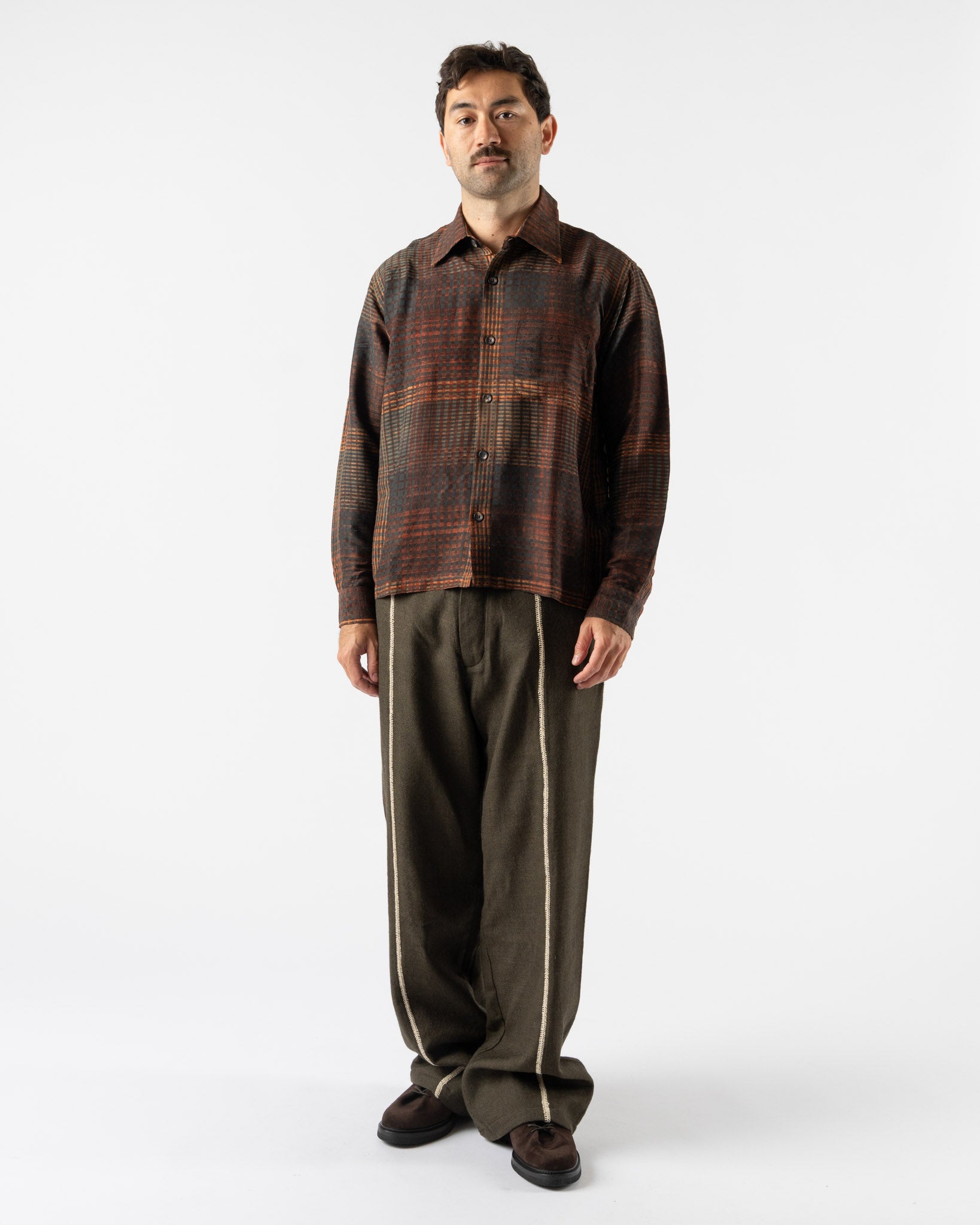 Kartik Research Box Shirt in Orange/Black