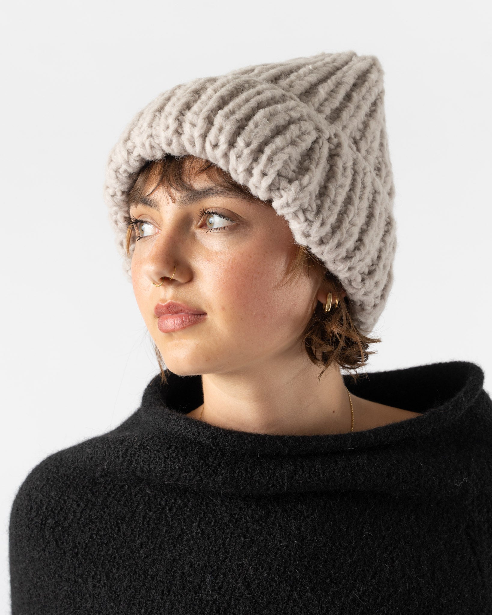 Lauren Manoogian Handknit Rib Hat in Lavender