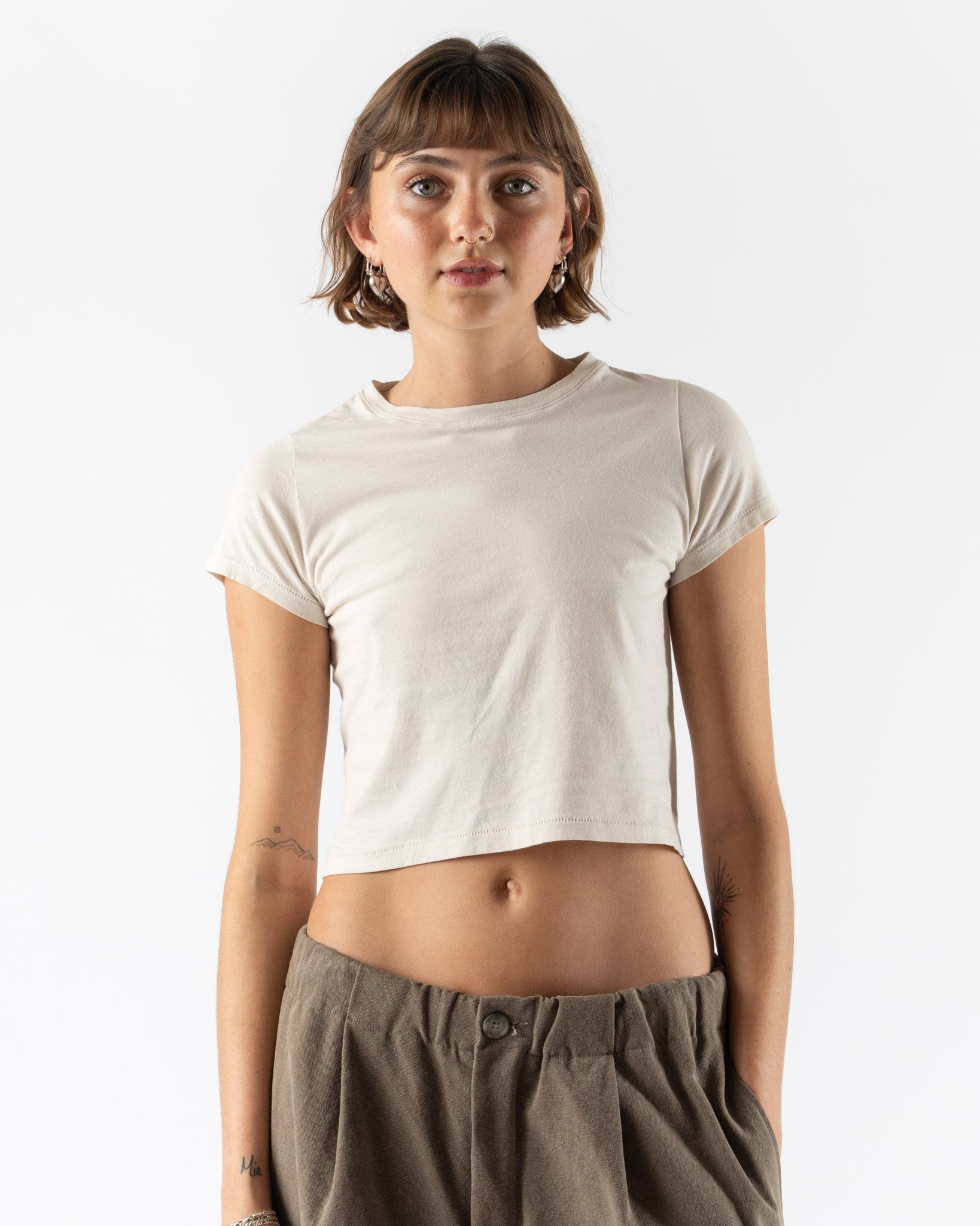 Lauren Manoogian Fine Crop Tee in Greige