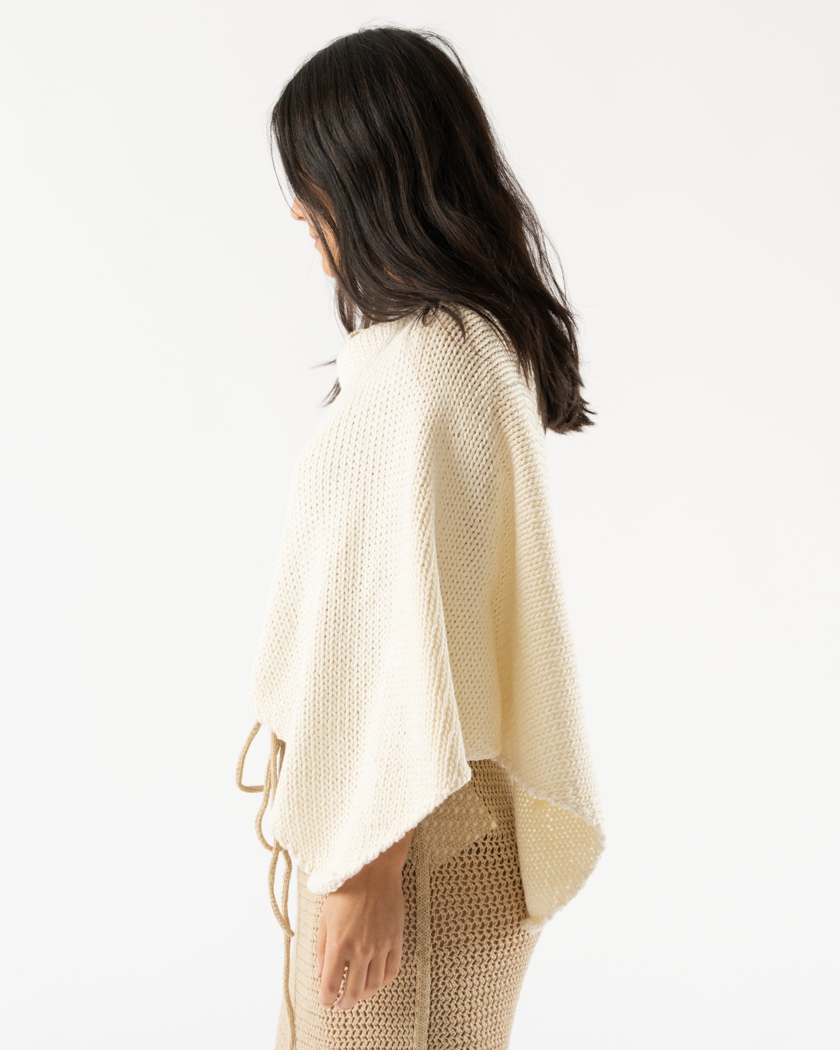 Lauren Manoogian Handknit Bias Poncho in White