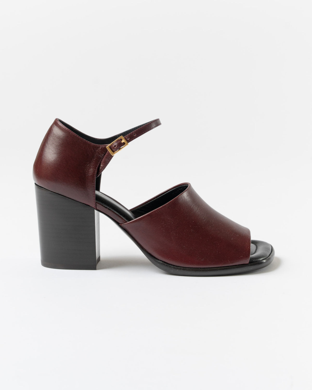 Lemaire Square Heeled Sandals in Chianti Curated at Jake and Jones