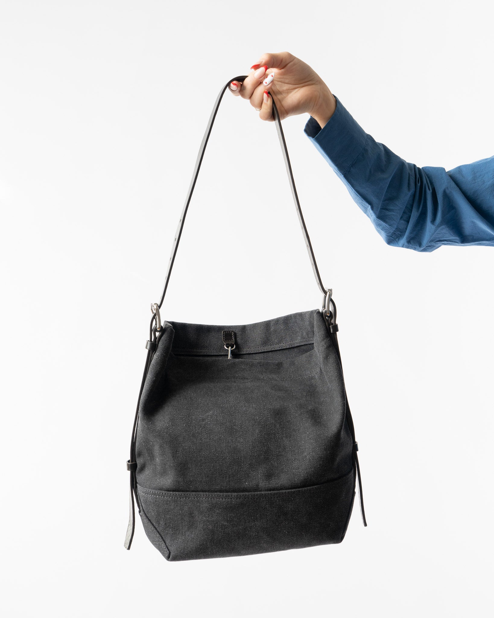 Lemaire Small Belted Tote in Ash Black Curated at Jake and Jones