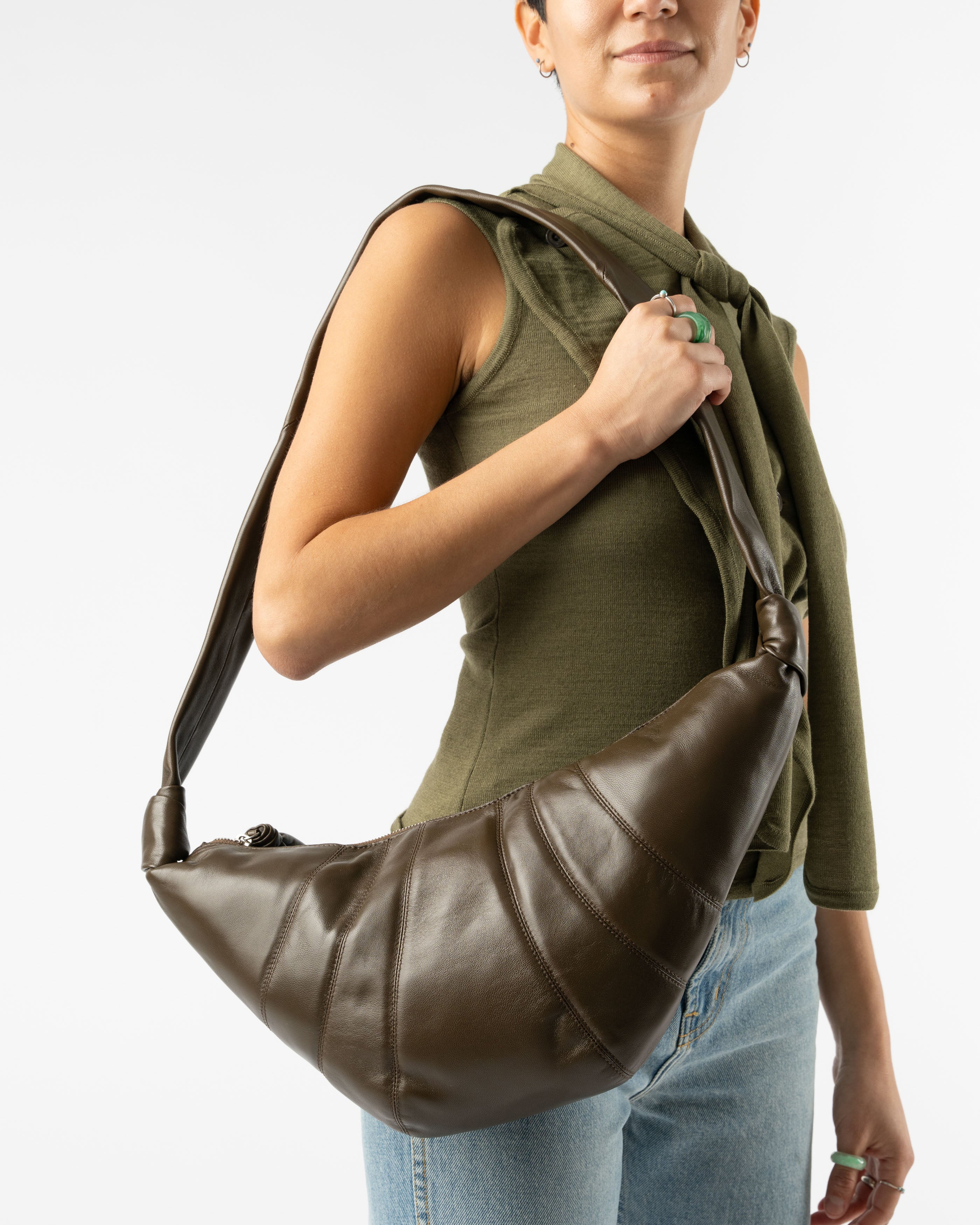 Lemaire Medium Croissant Bag in Dark Tobacco