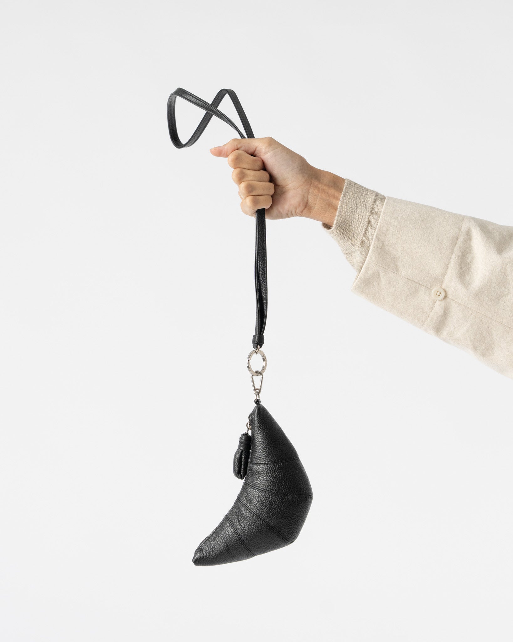 Lemaire Croissant Coin Purse Necklace in Black