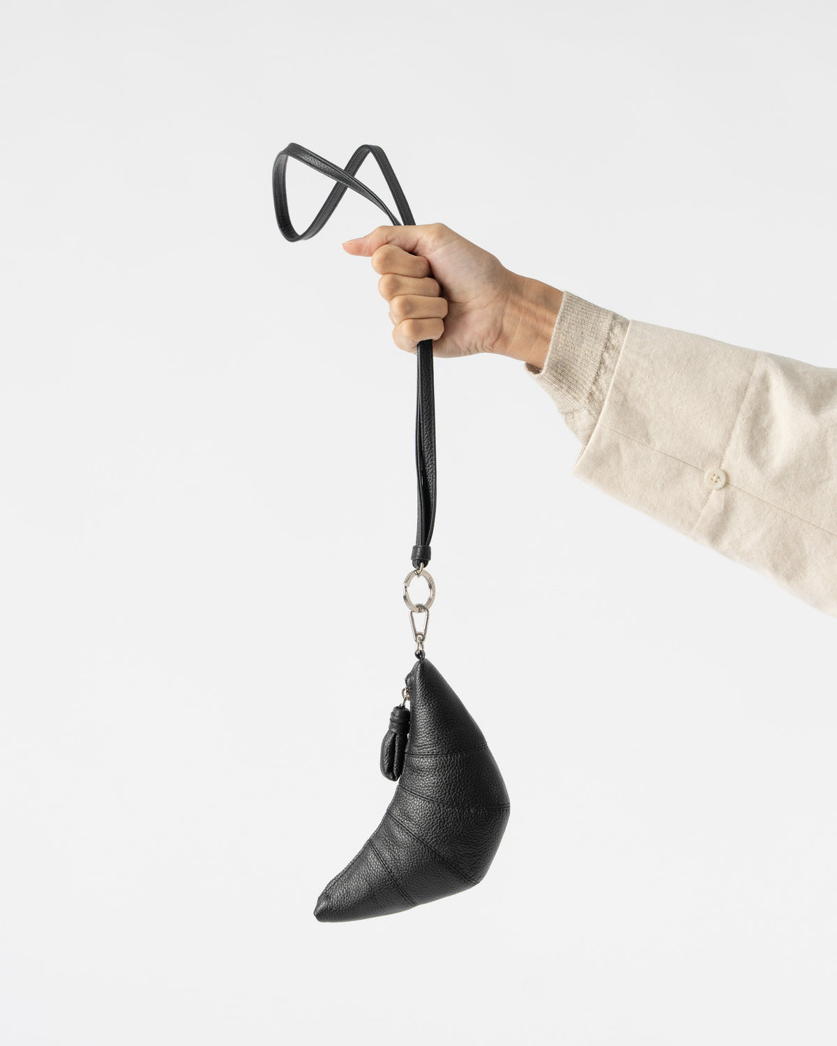 Lemaire Croissant Coin Purse Necklace in Black Curated at Jake and 