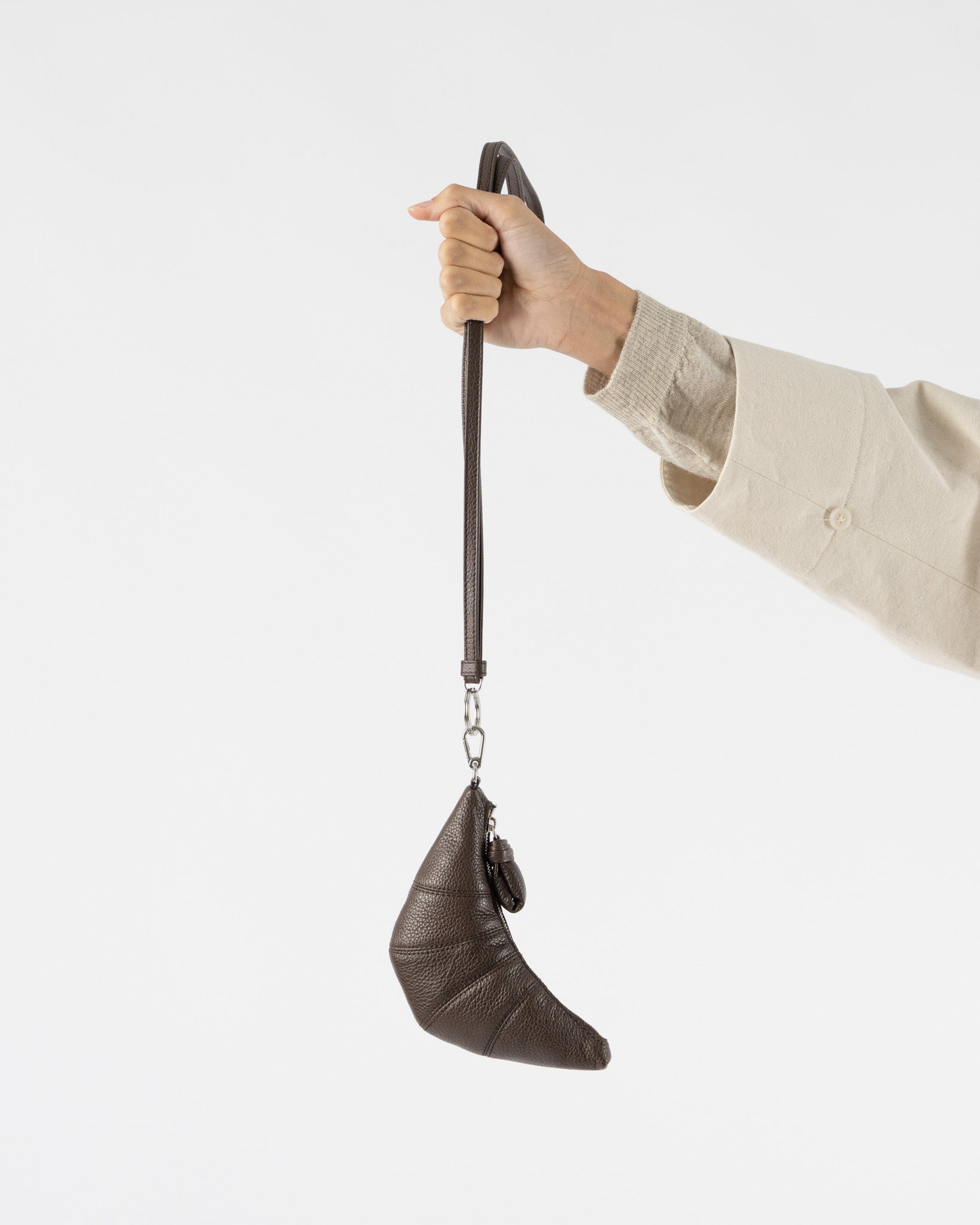 Lemaire Croissant Coin Purse Necklace in Pecan Brown
