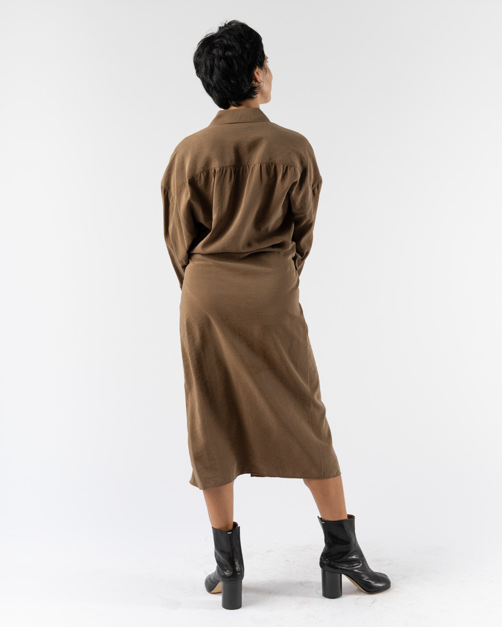Lemaire Straight Collar Twisted Dress in Havana
