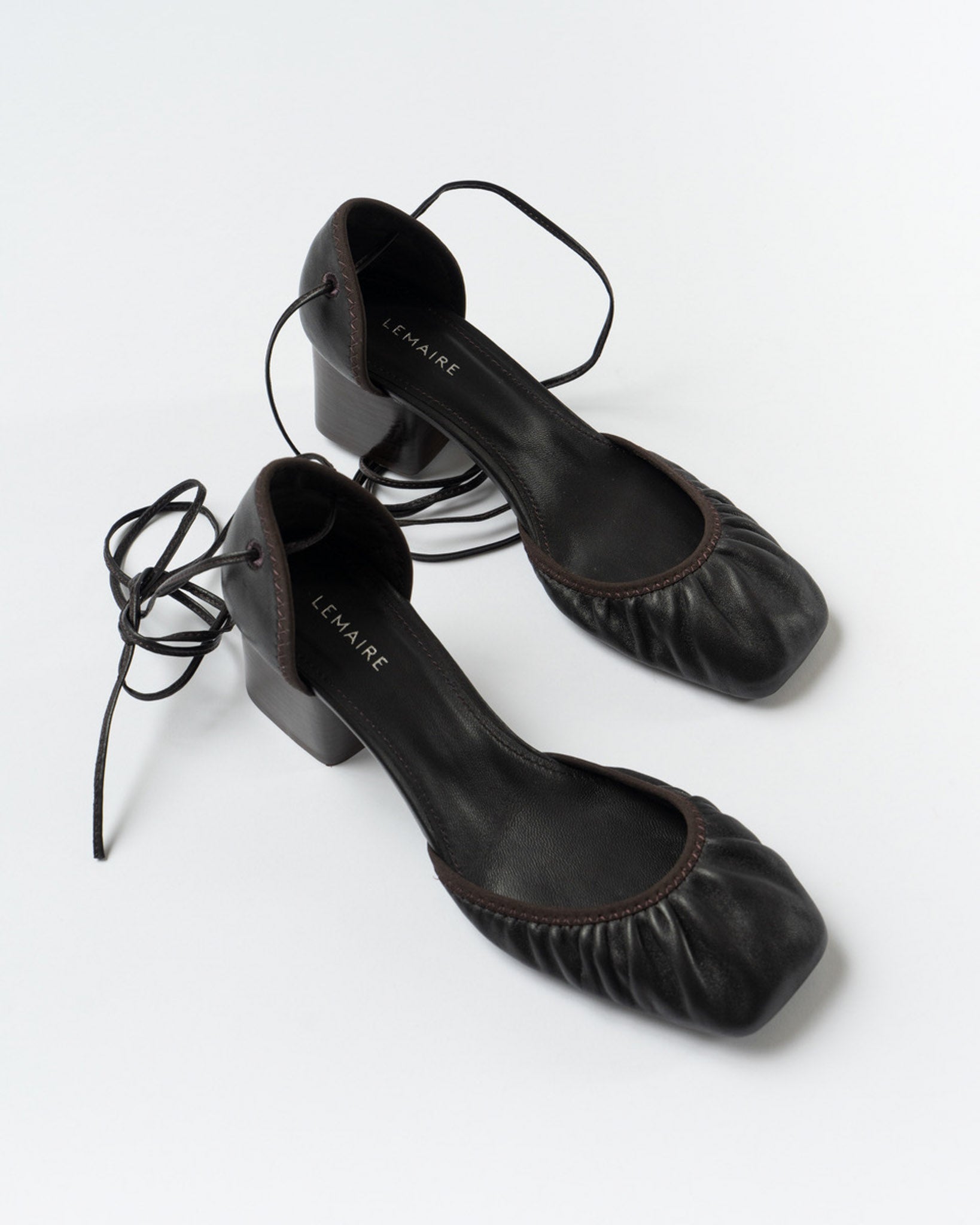 Lemaire Dark Chocolate Square Ballerina With 55mm Heel
