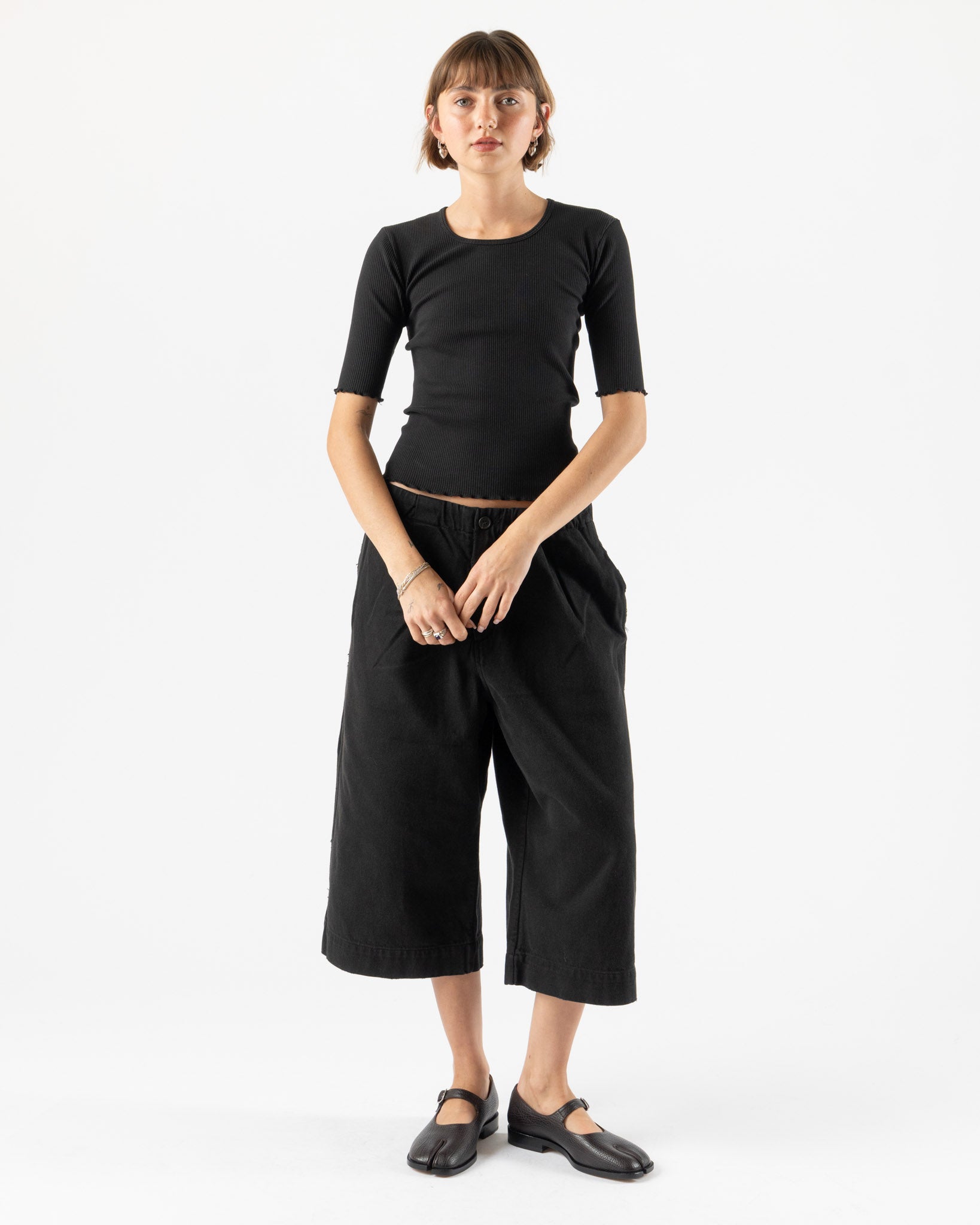 Lauren Manoogian Washed Crop Trouser in Black