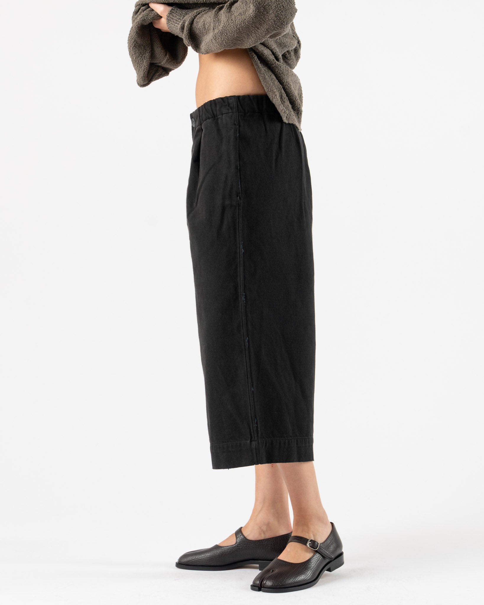 Lauren Manoogian Washed Crop Trouser in Black