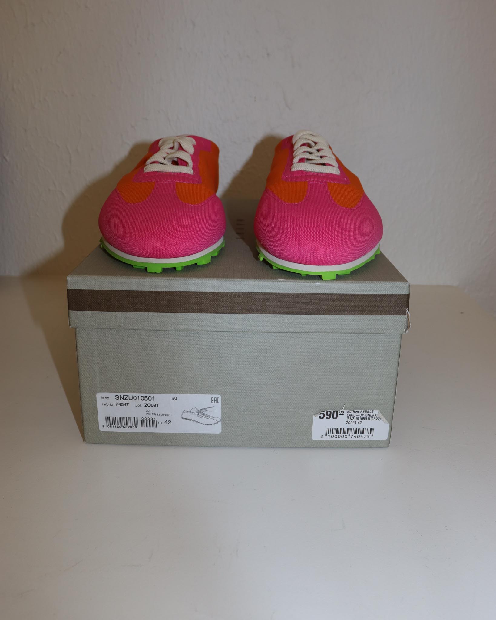 Pre-owned: Marni Canvas Colorblock Pattern Sneakers