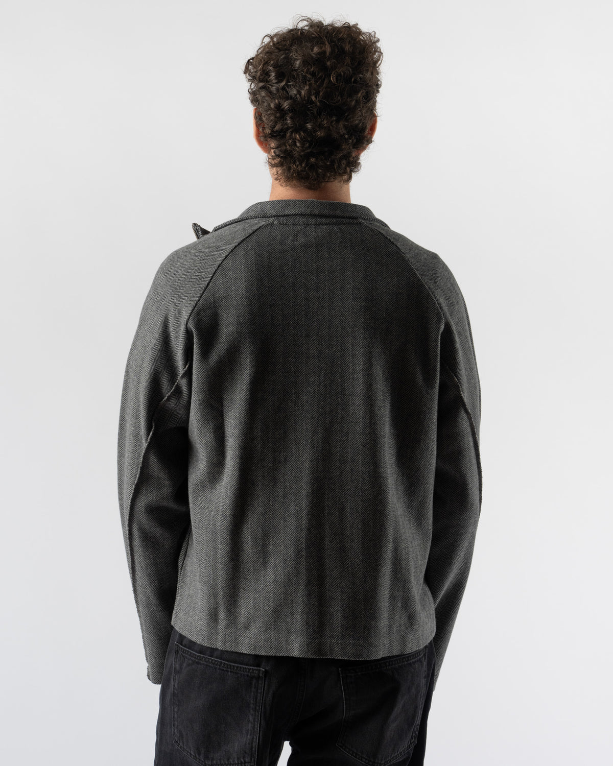 mfpen Leisure Zip Up in Grey Herringbone