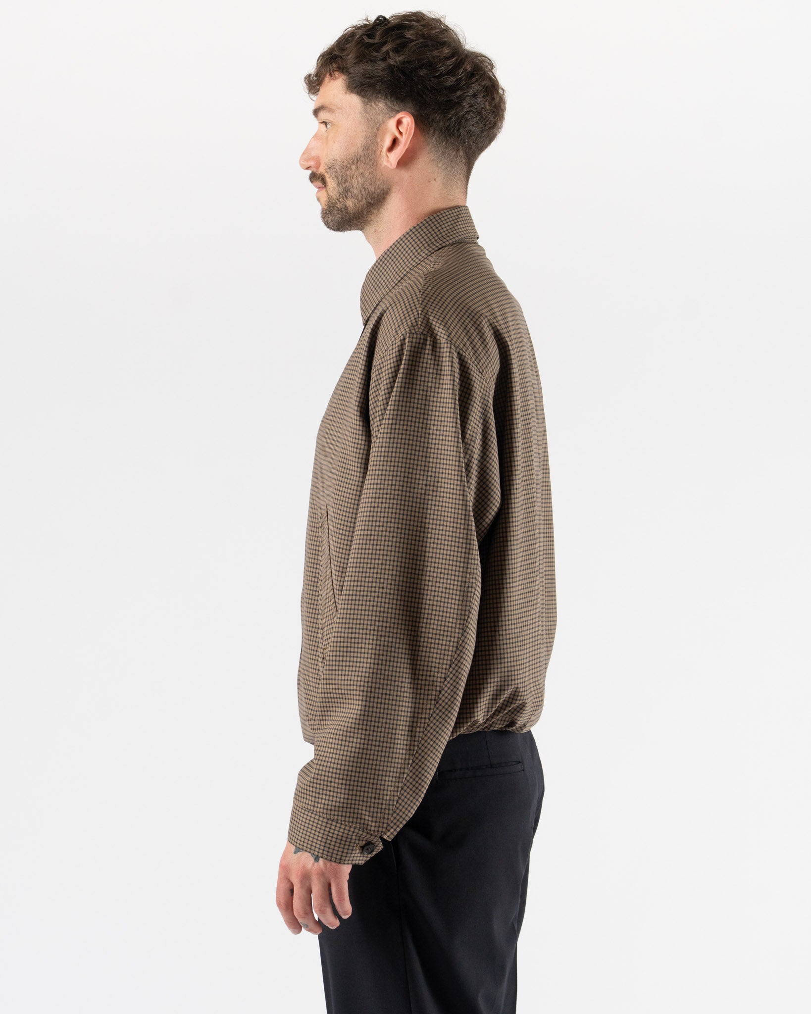 Kaptain Sunshine Summer Wool Zip Blouson in Khaki Plaid