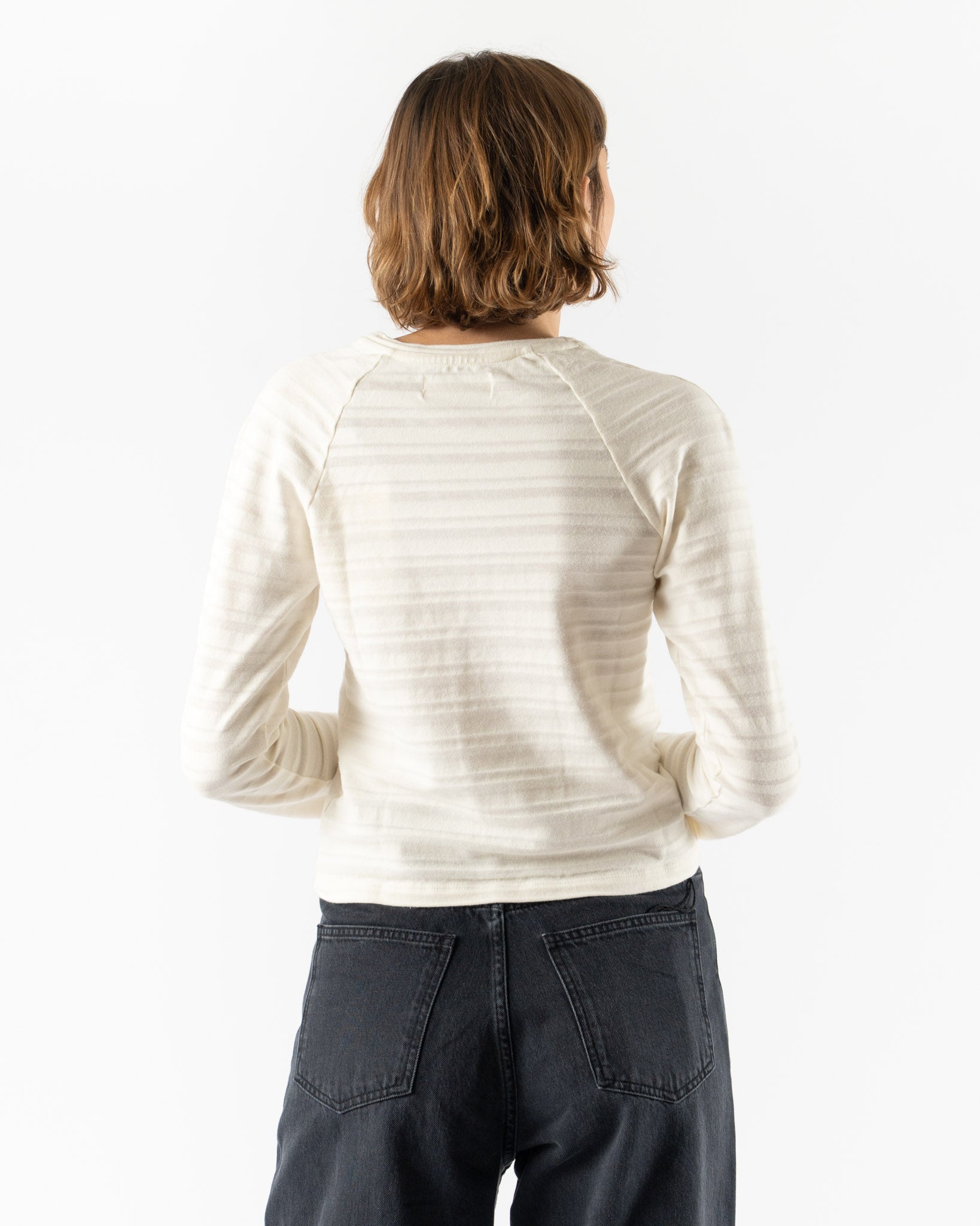 mfpen Raglan LS Tee in Off White Stripe