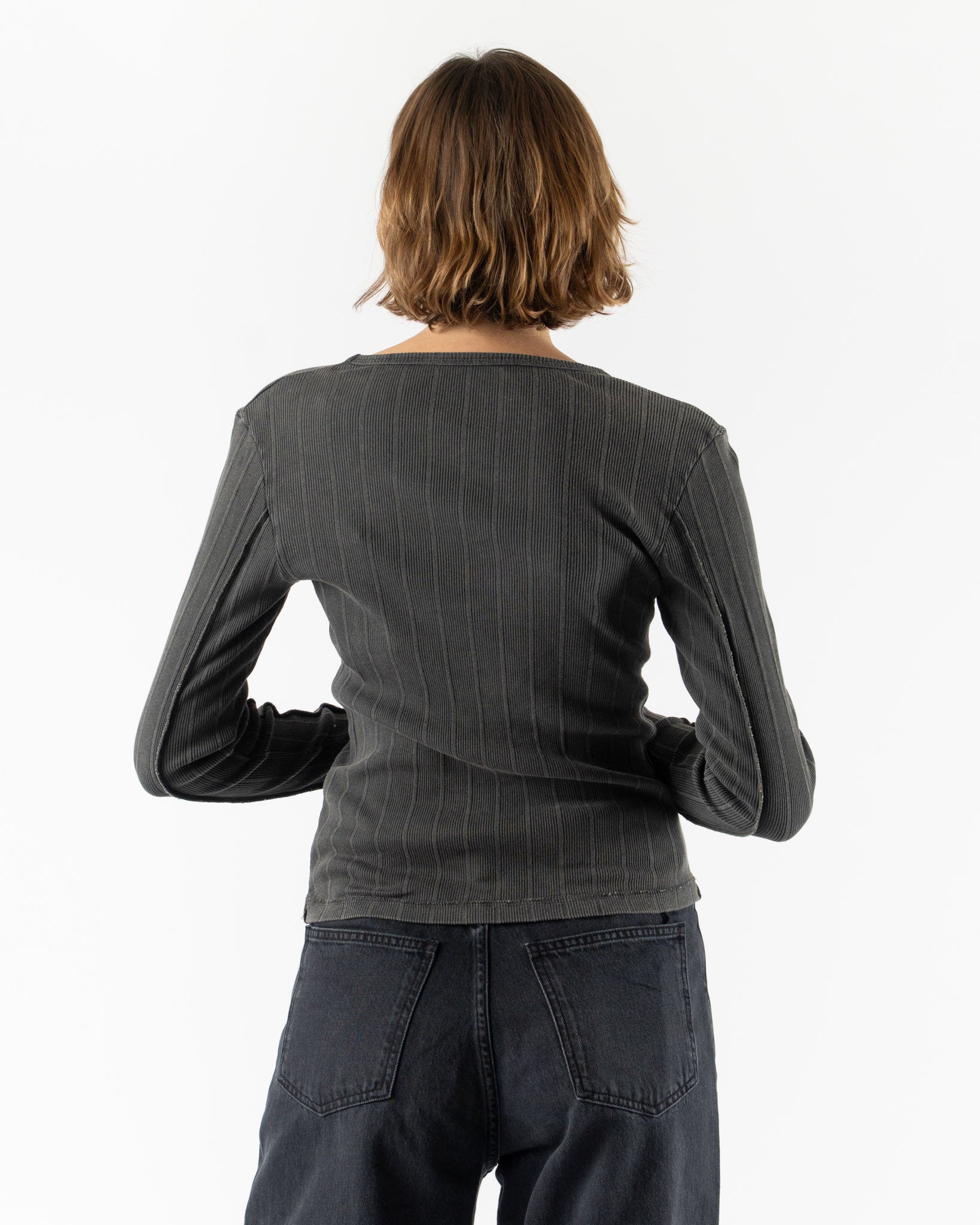 mfpen LS Rib Tee in Washed Graphite