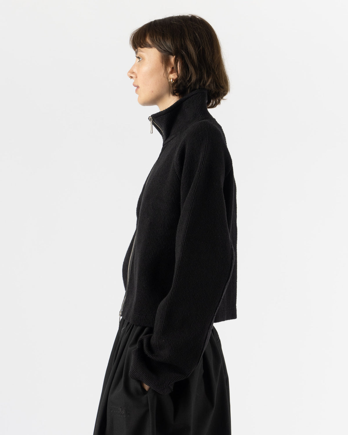 mfpen Cropped Leisure Zip Up in Black