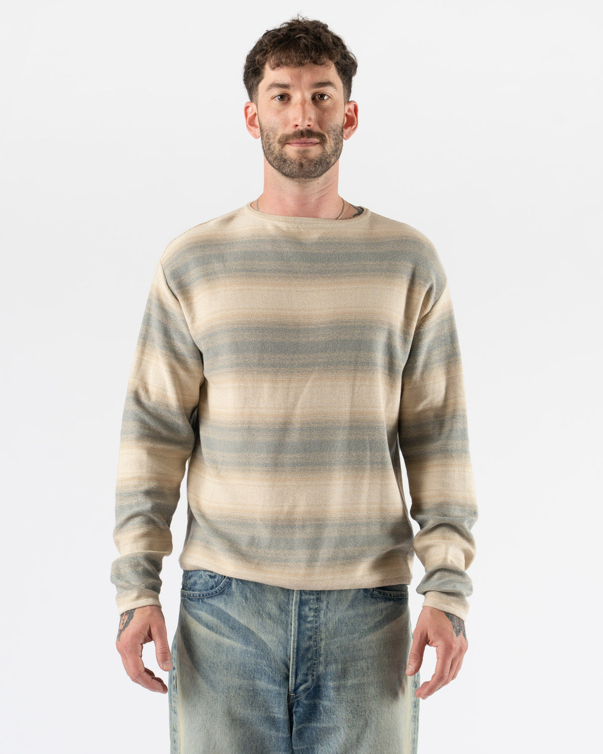 Auralee Cotton Silk Gradient Knit Pullover Curated at Jake and Jones