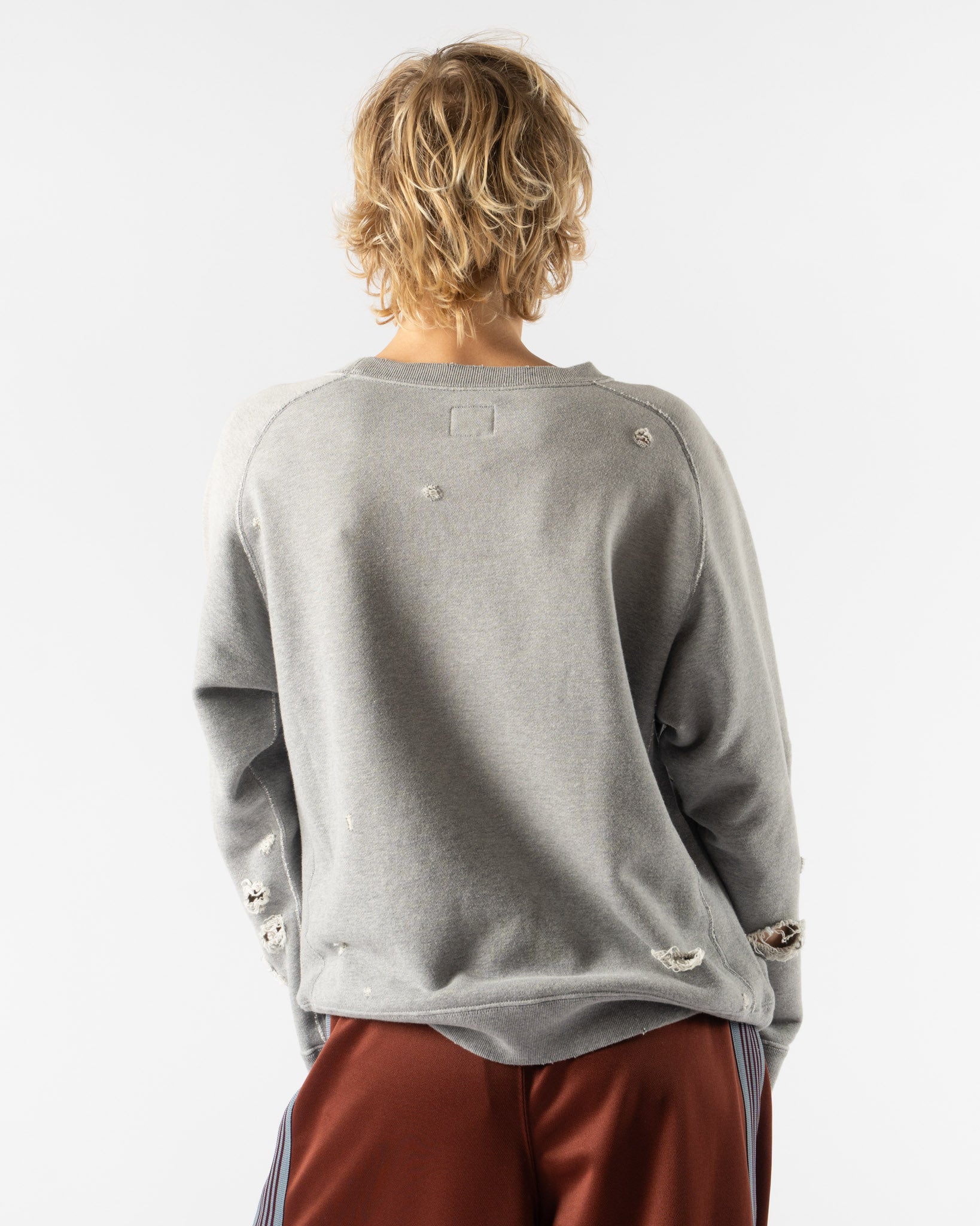 Needles Deconstructed Sweat Shirt in Heather Grey