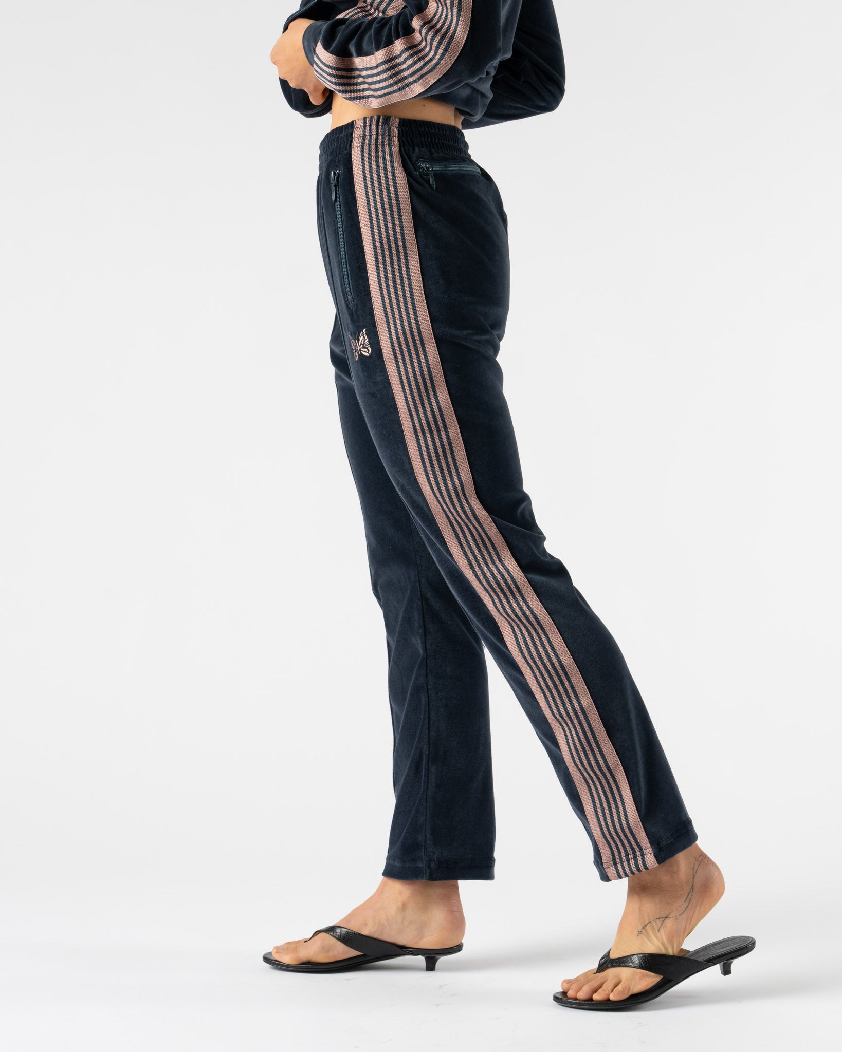 Needles Narrow Track Pant in Steel Blue