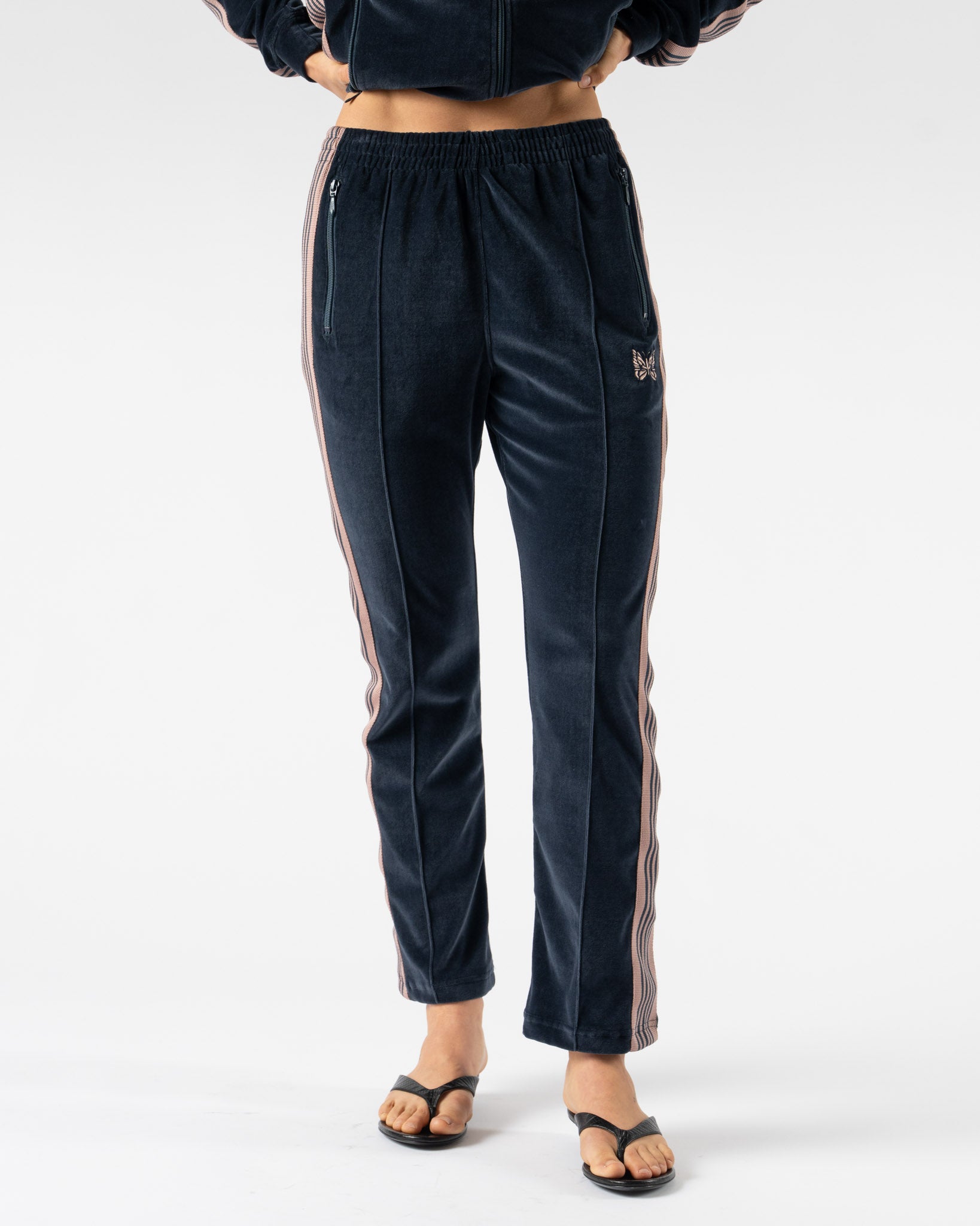 Needles Narrow Track Pant in Steel Blue Curated at Jake and Jones