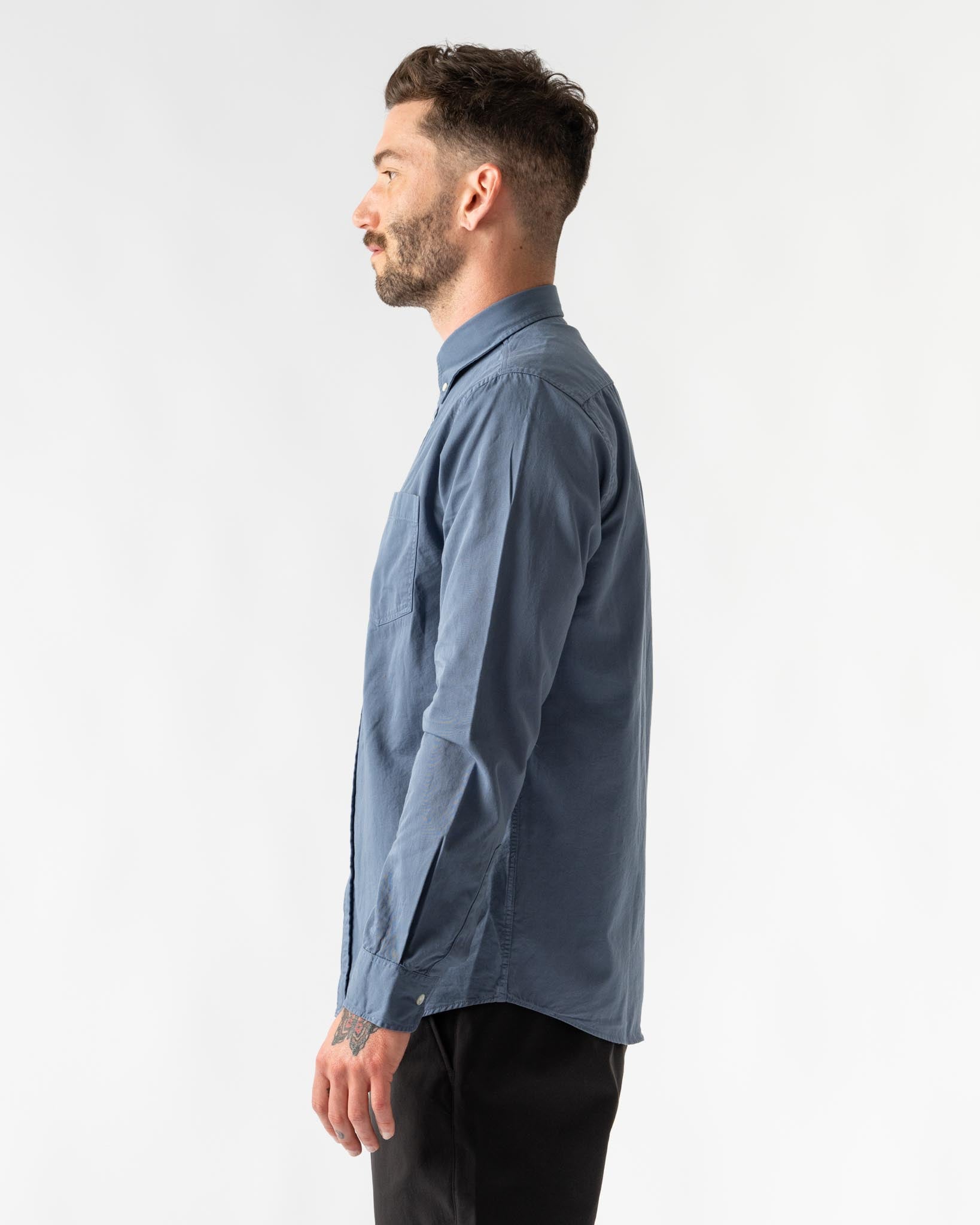 Norse Projects Anton Light Twill Shirt in Steel Blue
